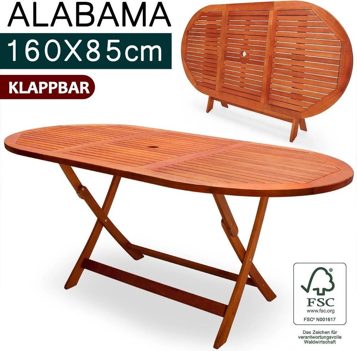 Merkloos Tuintafel Acaciahout - 160x85x75cm - FSC-gecertificeerd - Afbeelding 6