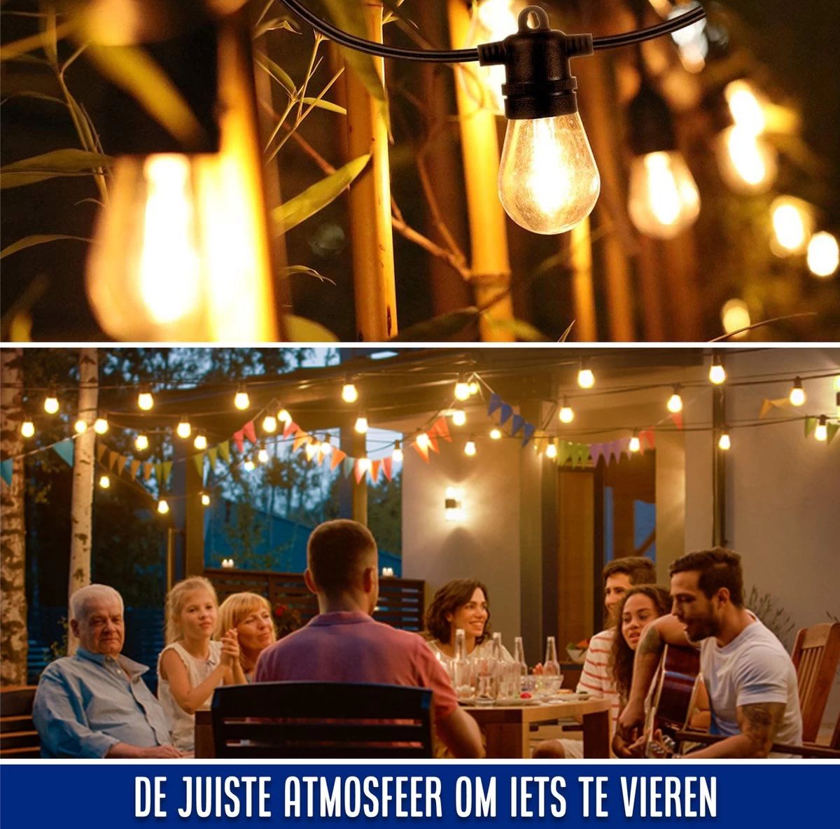 SHINE - Lichtsnoer - Lichtslinger Op Zonne-energie - Solar Led Prikkabel - Feestverlichting - Lampjes Slinger - Tuinverlichting - Vintage Basic Sfeerverlichting - 10 Meter En 12 Led Plug-In Lampen - Afbeelding 8