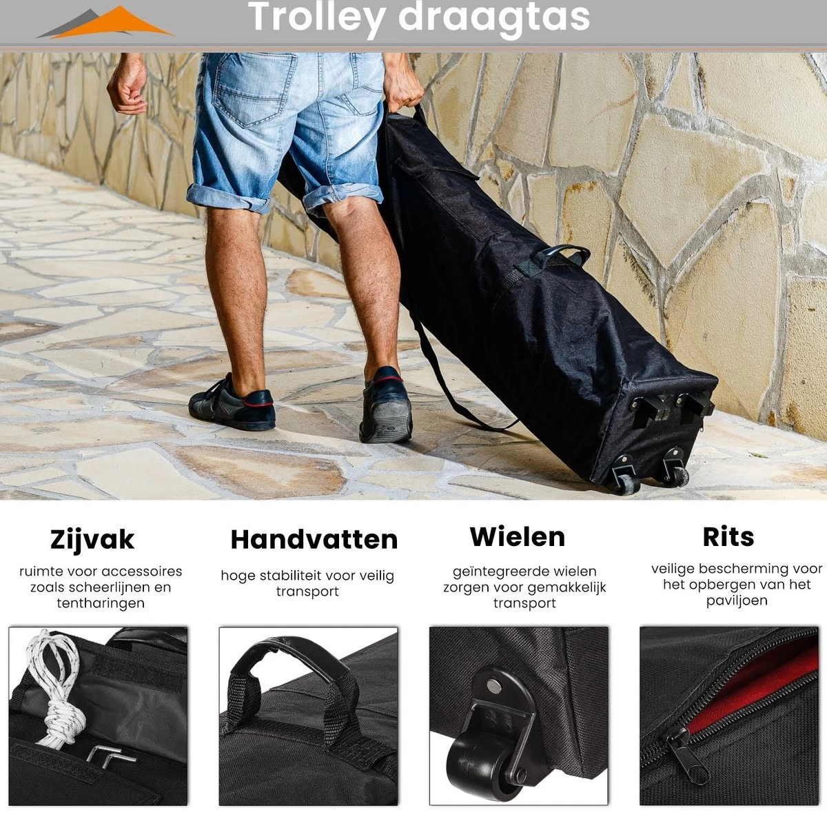 Easy Up Partytent - Partytent - Paviljoen - Partytent Opvouwbaar - Partytent 3x3 - Partytent Met Zijwanden - Inclusief Trolley - Waterdicht - UV 50+ Bescherming - Met Ramen - 16 Kg - Staal - Antraciet - 300 X 300 Cm - Afbeelding 7