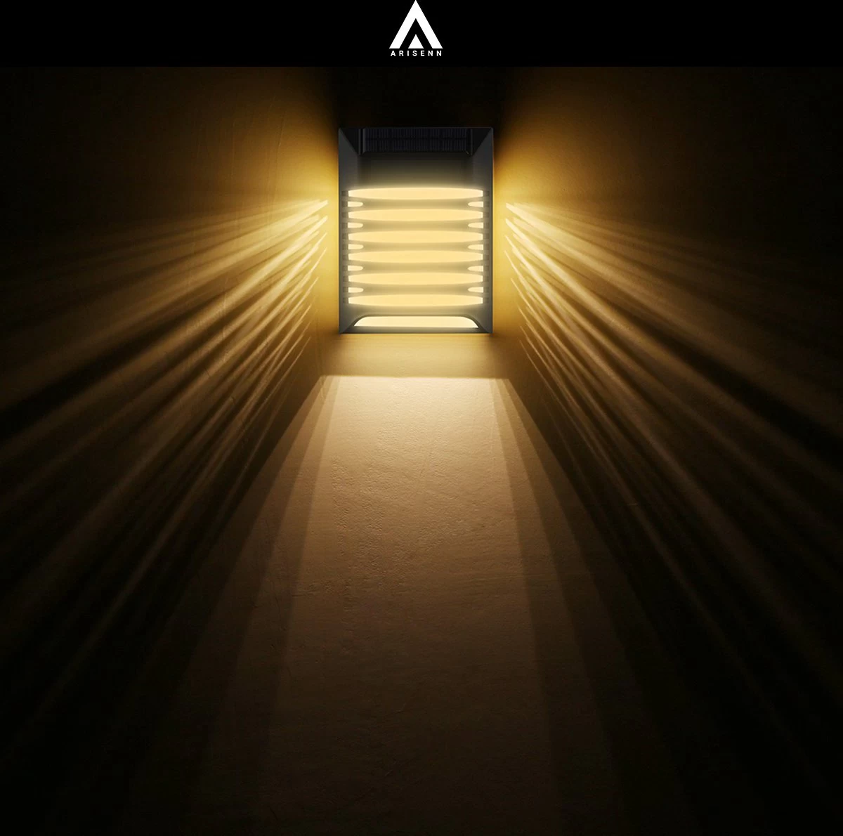 Arisenn® Crystal Solar Buitenlamp - IP65 Waterdicht - Prachtige Solar Technologie Monokristal Zonnepaneel Wandlamp - 3000K Warm Wit (sfeervol) - Tuinverlichting Op Zonne-energie | Schutting Wand Licht - Afbeelding 3