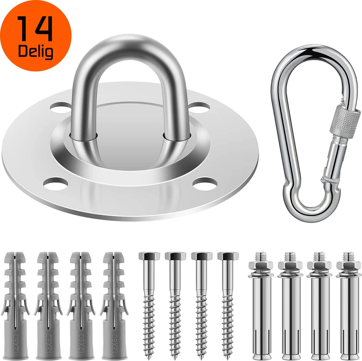 Plafondhaak – Voor Beton En Hout - Hangstoel – Hangmat – Bokszak – RVS – Binnen En Buiten – Ophangsysteem – Ophanghaak – 400KG