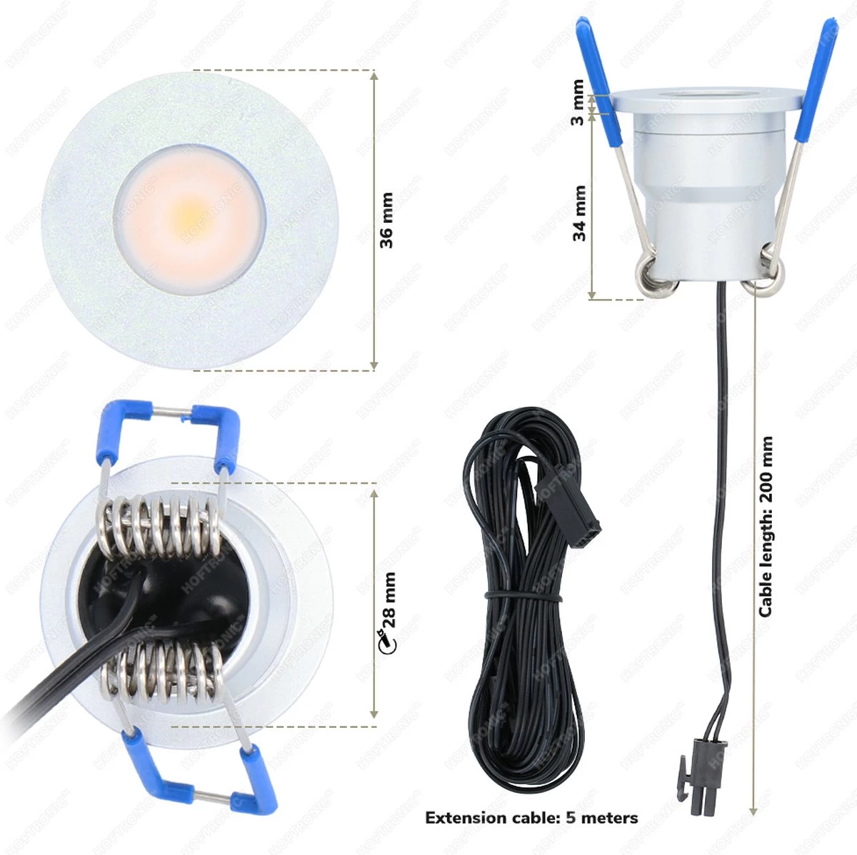 6x Milano RVS Smart LED Inbouwspots Complete Set - Wifi & Bluetooth - 12V - 3 Watt - 2700K Warm Wit - Veranda Verlichting - Voor Binnen En Buiten - Afbeelding 7