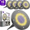 Shutterlight® 16 LED Solar Grondspot - Tuinverlichting - Zonlichtsensor - Zonne-energie - Matte Zwart - Warm Wit Licht - 4 Stuks - Buiten
