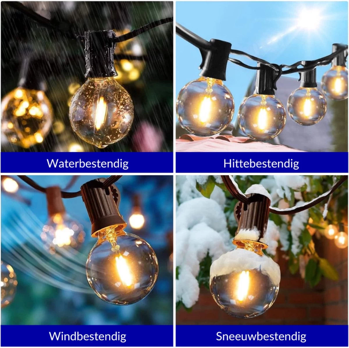 Merkloos Lichtsnoer Op Zonne-energie - Warm Wit - Tuinverlichting - Lichtslinger - 10M - Waterdicht - E27 Fitting - Warm Wit - Incl. 20 LED Lampen - Voor Binnen En Buiten - Solar Tuinverlichting - Afbeelding 16