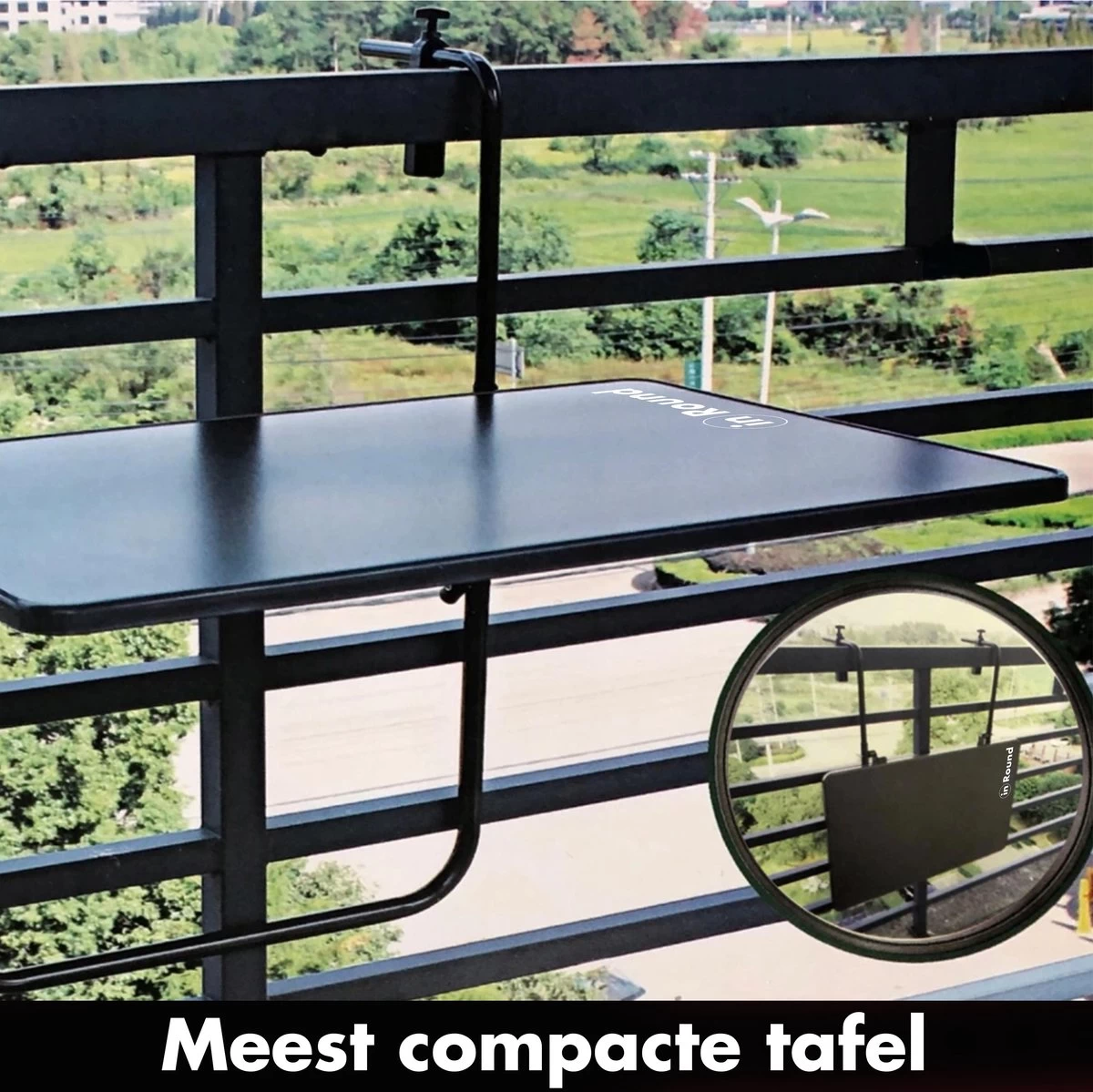 Balkontafel Inklapbaar – Zwart – 60 X 60 X 70 Cm – Hout Balkontafeltje Hangend Balkonbar Balkontafels Opklapbaar Hangtafel Balcony Table – Ophangbaar Voor Aan Het Balkon – Vouwtafel Wandtafel Inklapbare Tafel – Bijzettafel – Buiten Tafeltje Klaptafel - Afbeelding 4