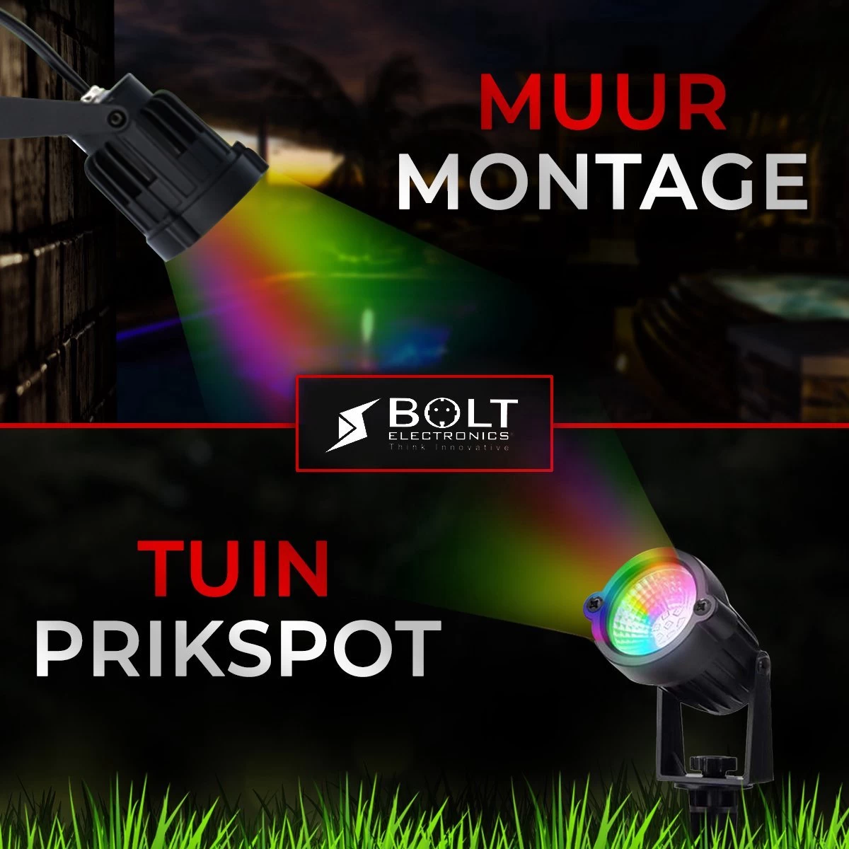 Bolt Electronics ® Tuinspot – Tuinverlichting LED Buiten – Hanglamp Buitenverlichting – Prikspot Buitenlamp - RGB Lamp – Bedienbaar Via App Tuinlamp – IP68 Waterdicht Muurlamp – Wandlamp – Verlichting Terras En Tuin – 9 Stuks - Afbeelding 6