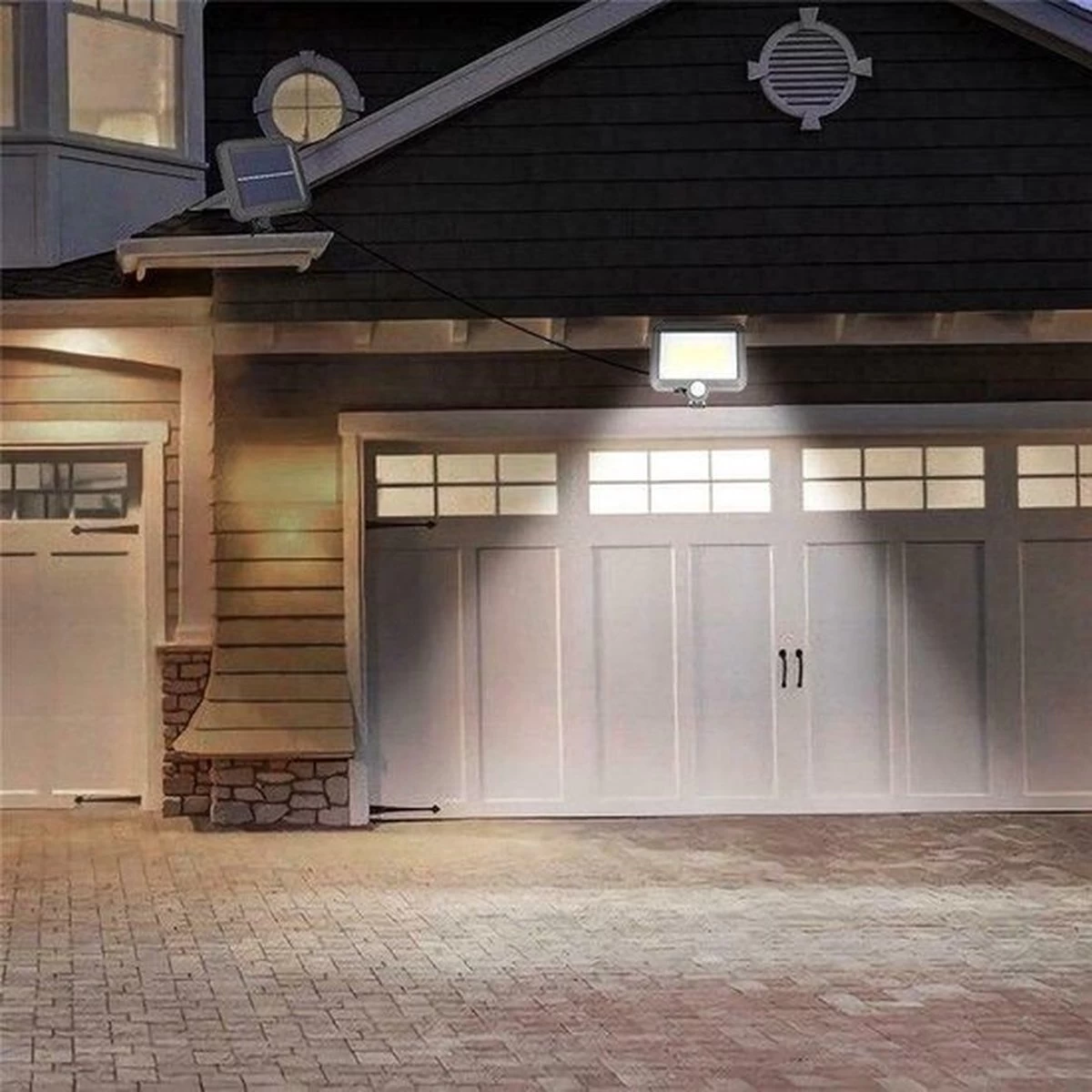 Buitenlamp Met Bewegingssensor – Buitenverlichting Zonne Energie - Wandlamp Buiten – Sensor – Solar – Dag Nacht Sensor – 100 LEDS – Zwart – Helder Licht - Zonne-energie - LED-schijnwerper Bewegingssensor En Los Zonnepaneel - - Afbeelding 13