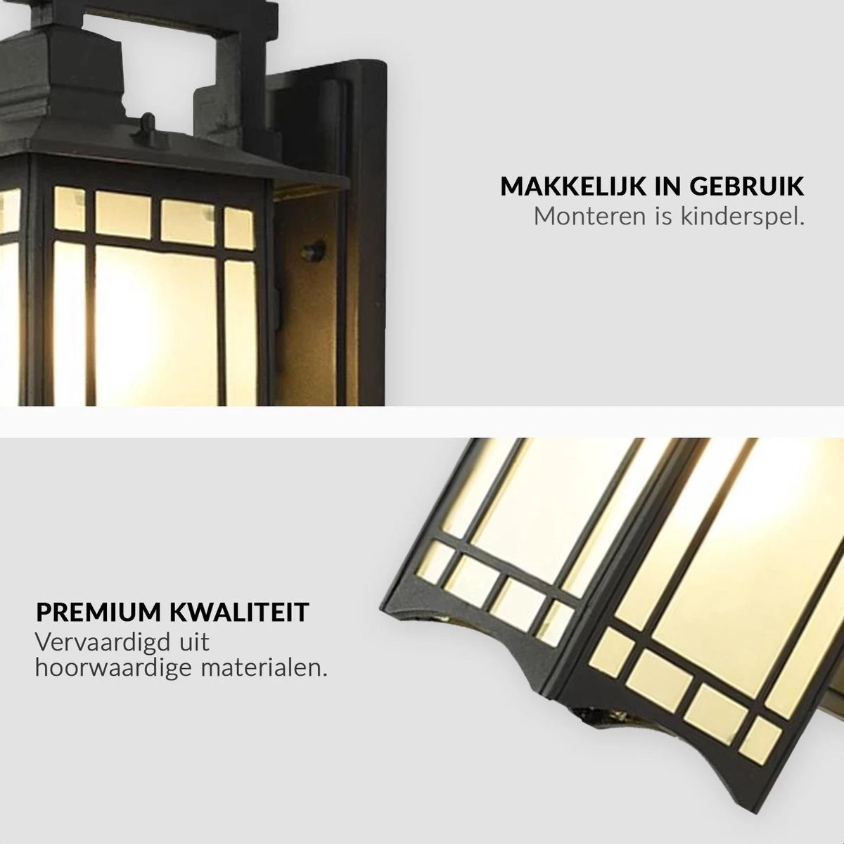 SensaHome Oriental - Klassieke Industriële Tuinlamp Buitenlamp | Luxe Wandlamp Met Japans Aziatische Stijl - Zwart - Afbeelding 5