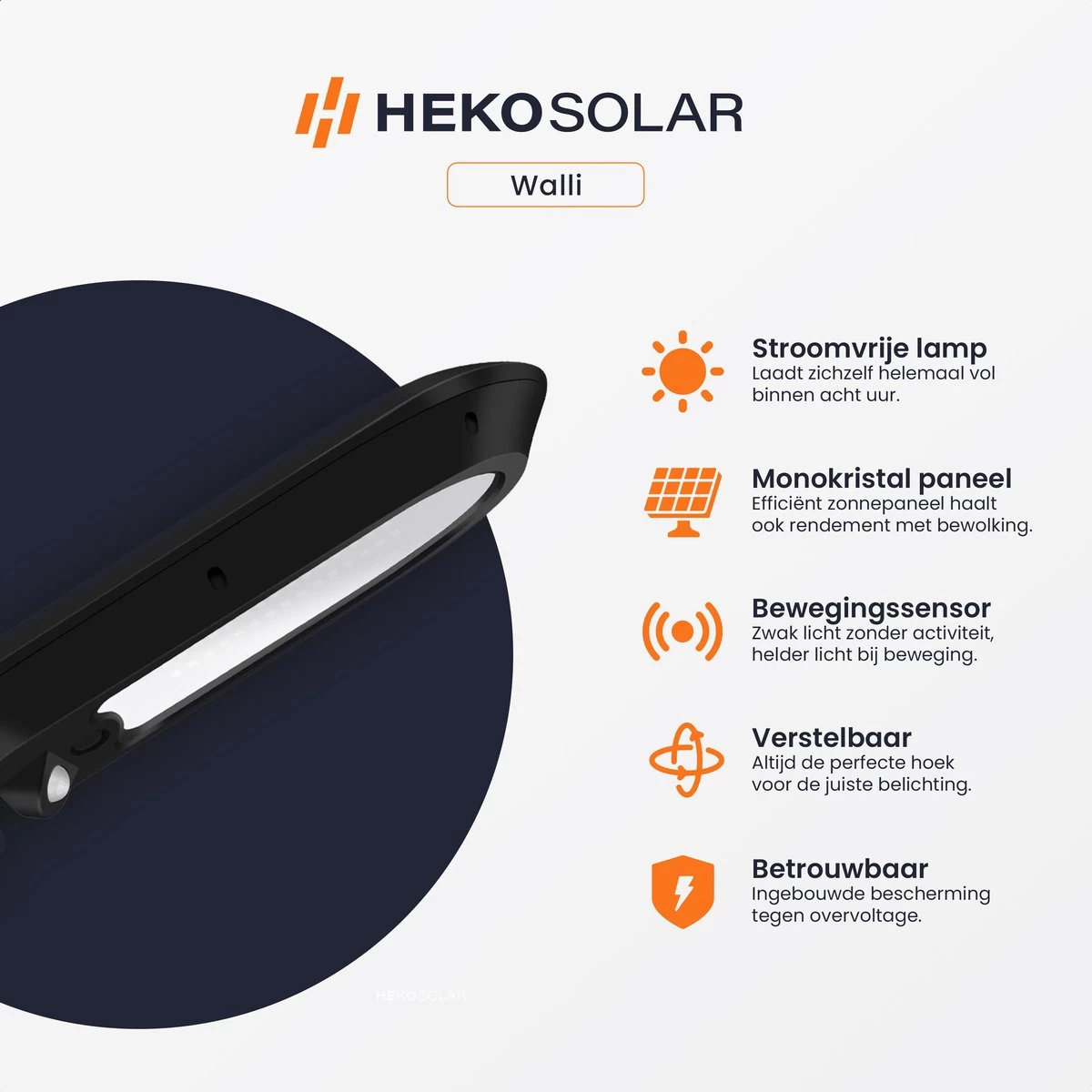 HEKO Solar® Tuinverlichting Walli - 2 Stuks - Solar Tuinverlichting Op Zonneenergie - Buitenlamp Met Bewegingssensor - Solar Wandlamp Buiten - Dag Nacht Sensor - Schijnwerper - 32 LEDs - Warm Wit Licht - Met Schroeven - Afbeelding 2