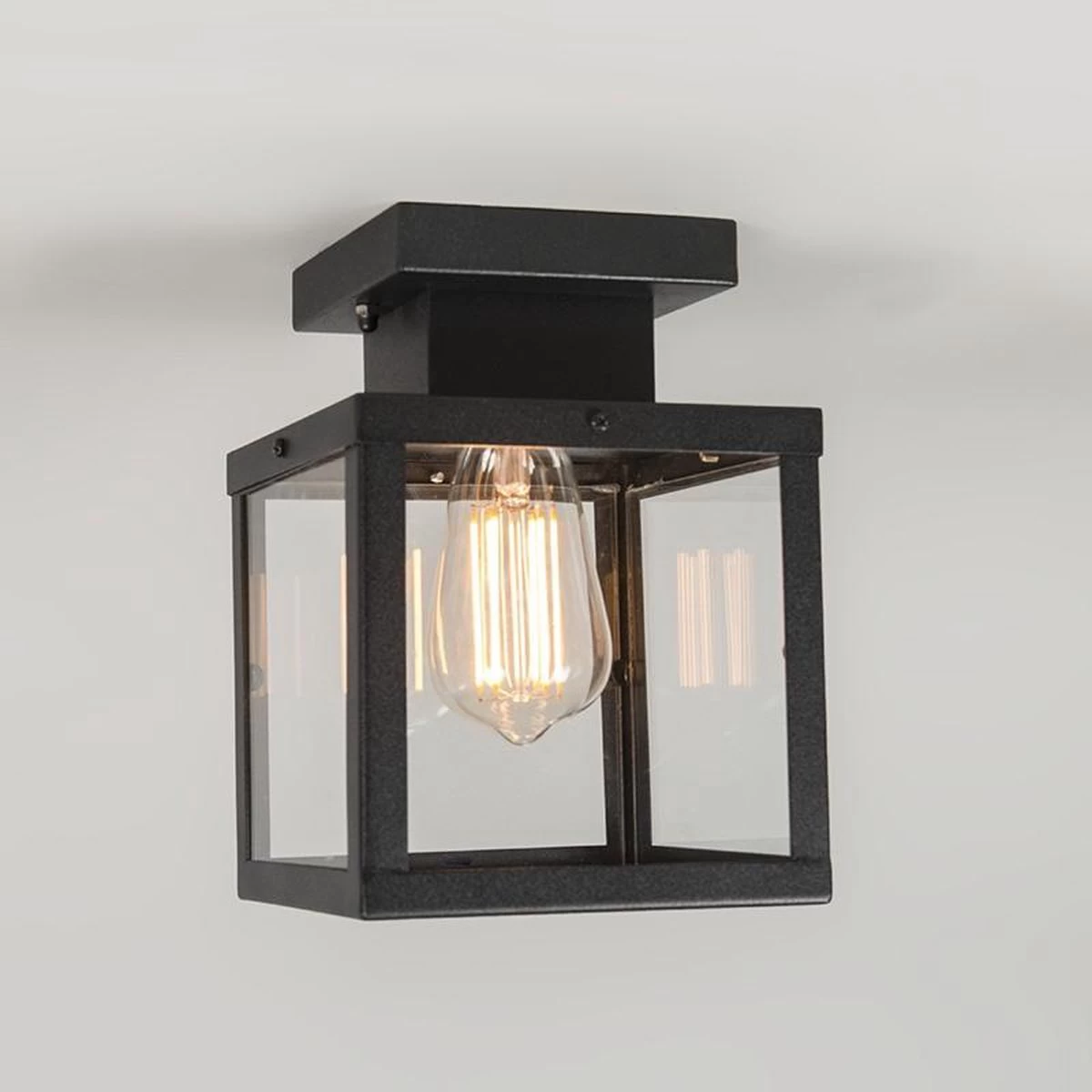 QAZQA Rotterdam - Moderne Plafondlamp Voor Buiten - 1 Lichts - L 160 Mm - Zwart - Buitenverlichting - Afbeelding 9