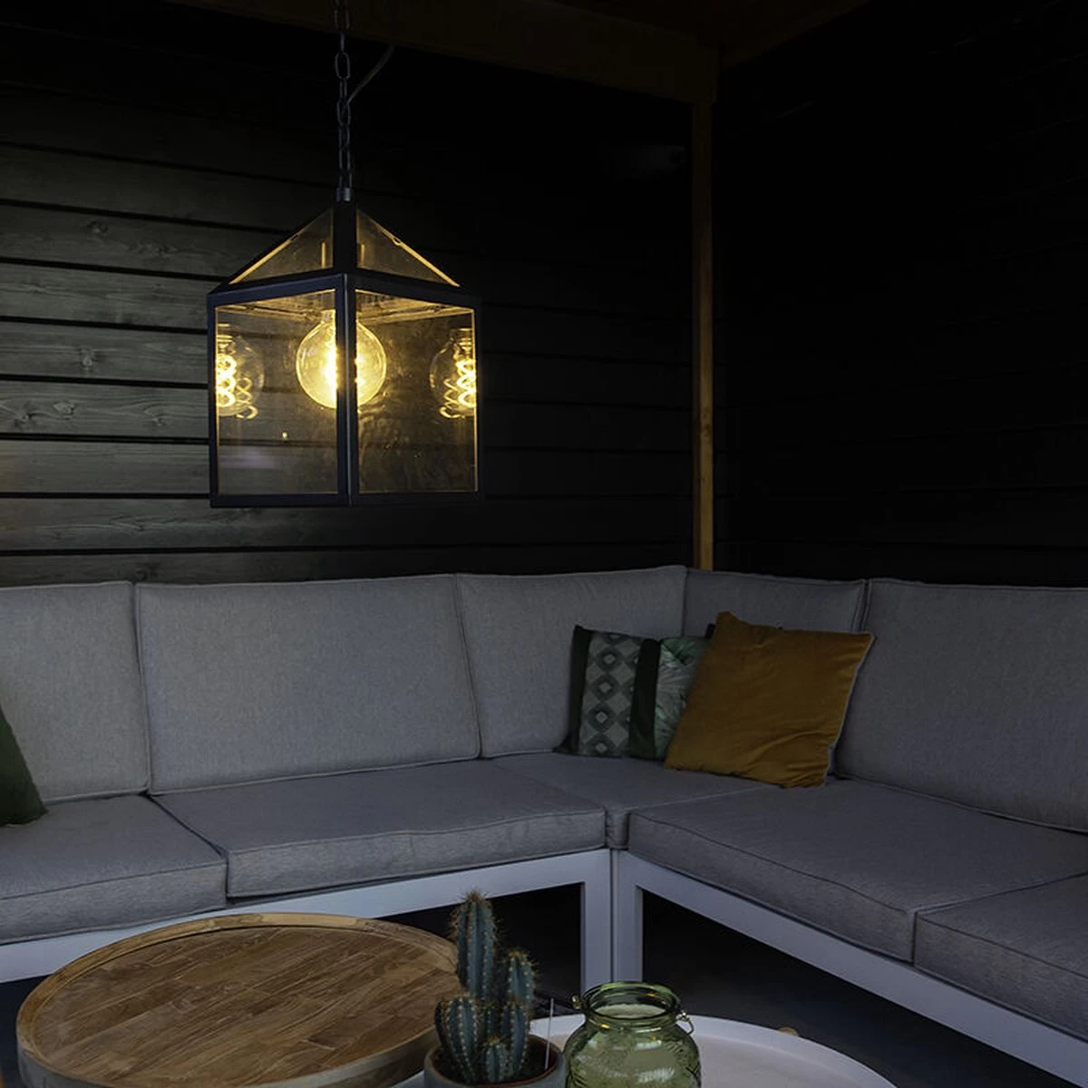 Lumière Hanglamp Buiten Deni Zwart - Landelijke Hanglamp - IP23 - Hanglamp - Hanglampen - Tuinverlichting - Buitenlamp - Inclusief Lichtbron - Calex Smart - 1 Lichts - L 210 Mm - - Afbeelding 3