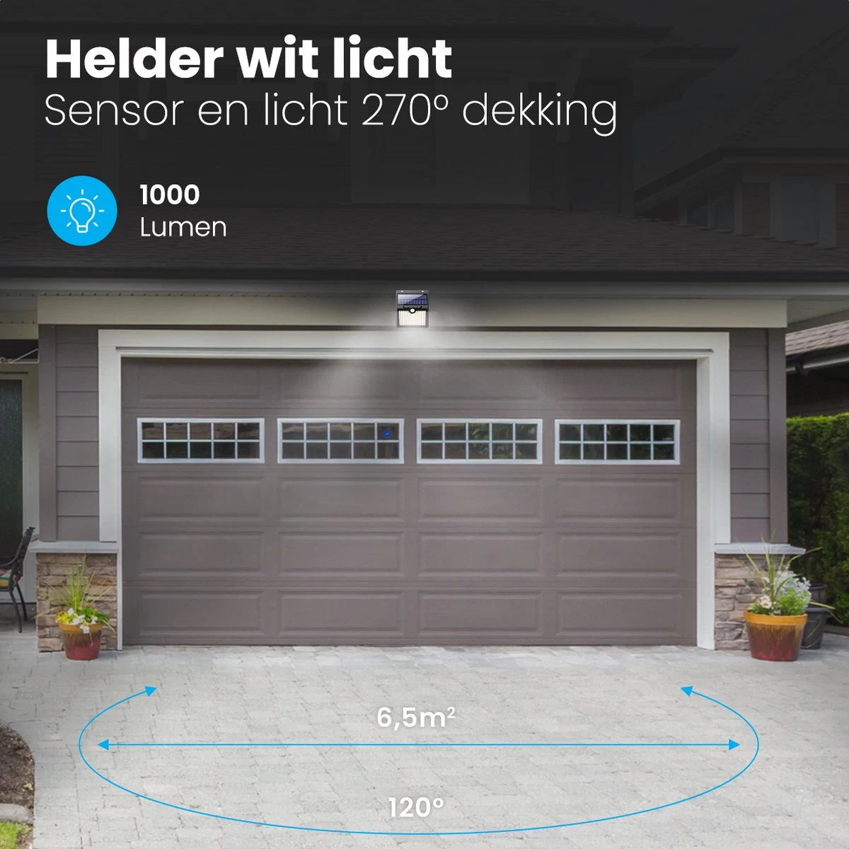 Auronic Buitenlamp - Zonne-energie - 2 Stuks - Bewegingssensor - 97 LED's - Wandlamp - IP65 - Zwart - Afbeelding 3