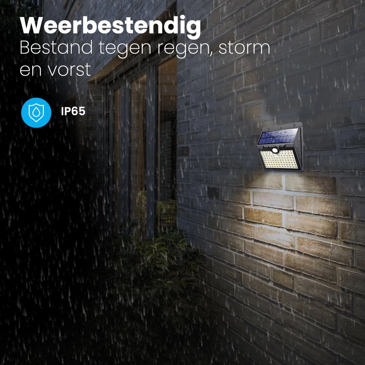 Auronic Buitenlamp - Zonne-energie - 2 Stuks - Bewegingssensor - 97 LED's - Wandlamp - IP65 - Zwart - Afbeelding 9