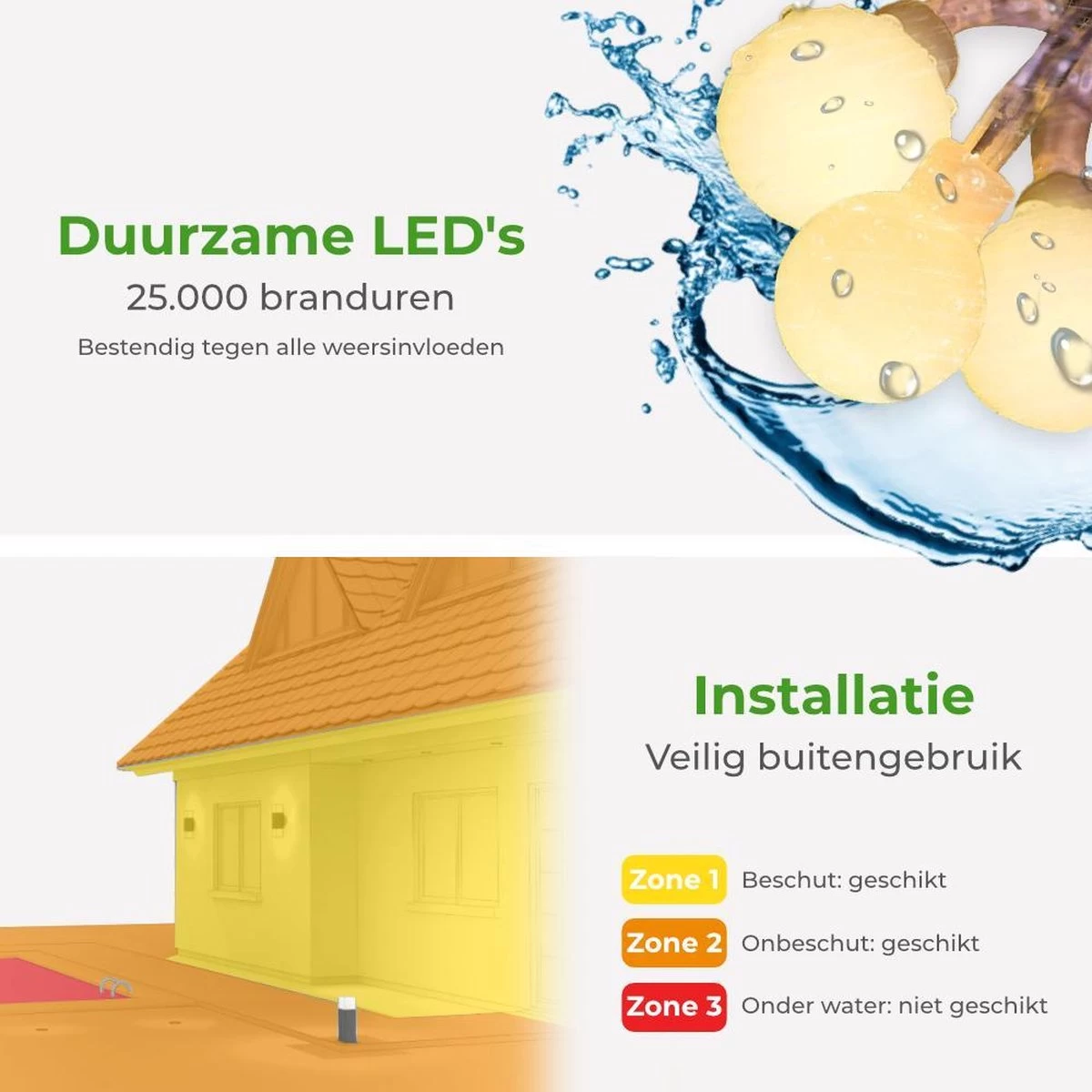 Soothe Lichtsnoer Buiten En Binnen – 10 Meter LED – Lichtslinger – Fairy Lights – Lampjes Slinger – Waterdicht – Op Batterijen - ⌀1.8cm - Afbeelding 4