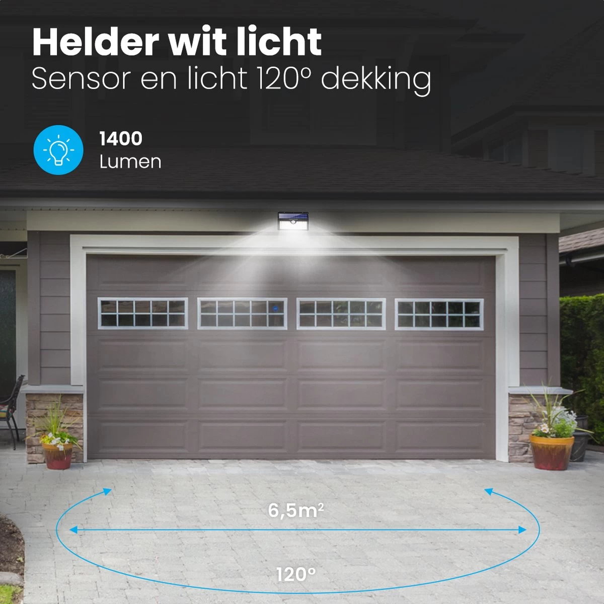 Auronic Buitenlamp - Zonne-energie - 2 Stuks - Bewegingssensor - 78 LED's - Wandlamp - IP65 - Zwart - Afbeelding 3