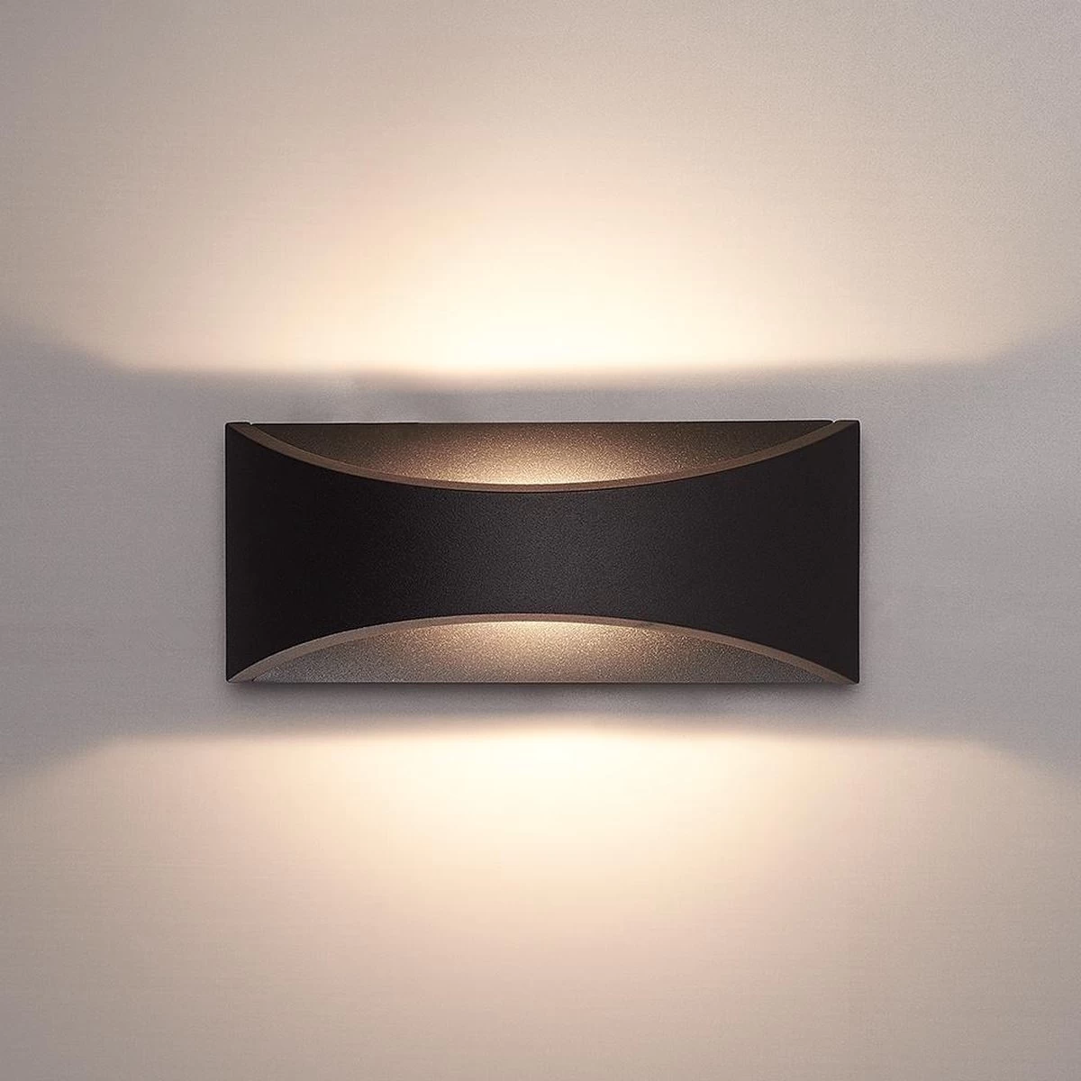 HOFTRONIC Lowa - LED Wandlamp Rechthoek - Up And Down Light (2 Lichts) - 6 Watt 3000K Warm Wit Licht - Modern Design - IP54 Waterdicht - Geschikt Als Binnen En Buiten Wandlamp - 3 Jaar Garantie - Afbeelding 5