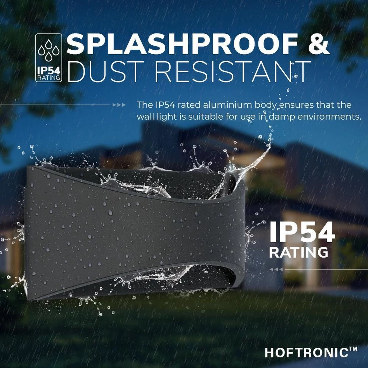 HOFTRONIC Lowa - LED Wandlamp Rechthoek - Up And Down Light (2 Lichts) - 6 Watt 3000K Warm Wit Licht - Modern Design - IP54 Waterdicht - Geschikt Als Binnen En Buiten Wandlamp - 3 Jaar Garantie - Afbeelding 7