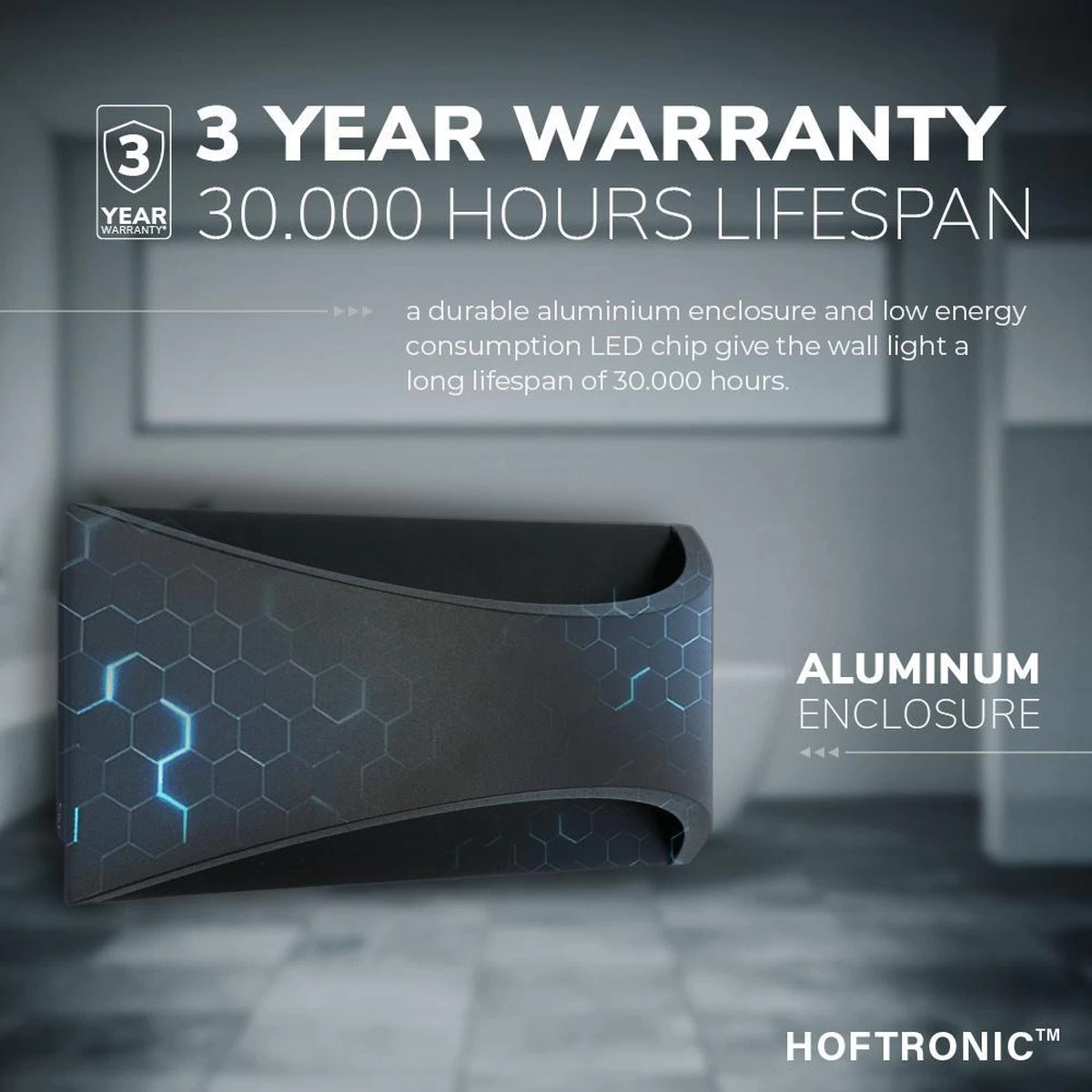 HOFTRONIC Lowa - LED Wandlamp Rechthoek - Up And Down Light (2 Lichts) - 6 Watt 3000K Warm Wit Licht - Modern Design - IP54 Waterdicht - Geschikt Als Binnen En Buiten Wandlamp - 3 Jaar Garantie - Afbeelding 9