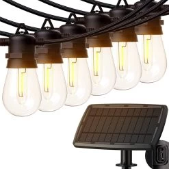 Lichtsnoer - Lichtslinger Op Zonne-energie - Solar Led Prikkabel - Feestverlichting - Lampjes Slinger - Tuinverlichting - Vintage Basic Sfeerverlichting - 15 Meter En 12 Led E27 Lampen