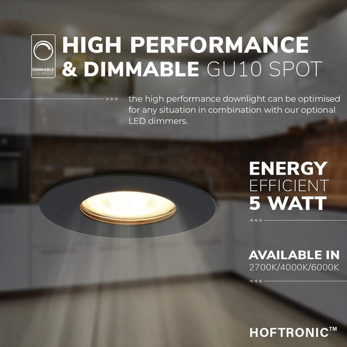 HOFTRONIC™ LED Inbouwspots 3 Spots - Zwart - Rond - IP65 - GU10 - Dimbaar - Spot Bari - 5 Watt 2700K Warm Wit - Afbeelding 9