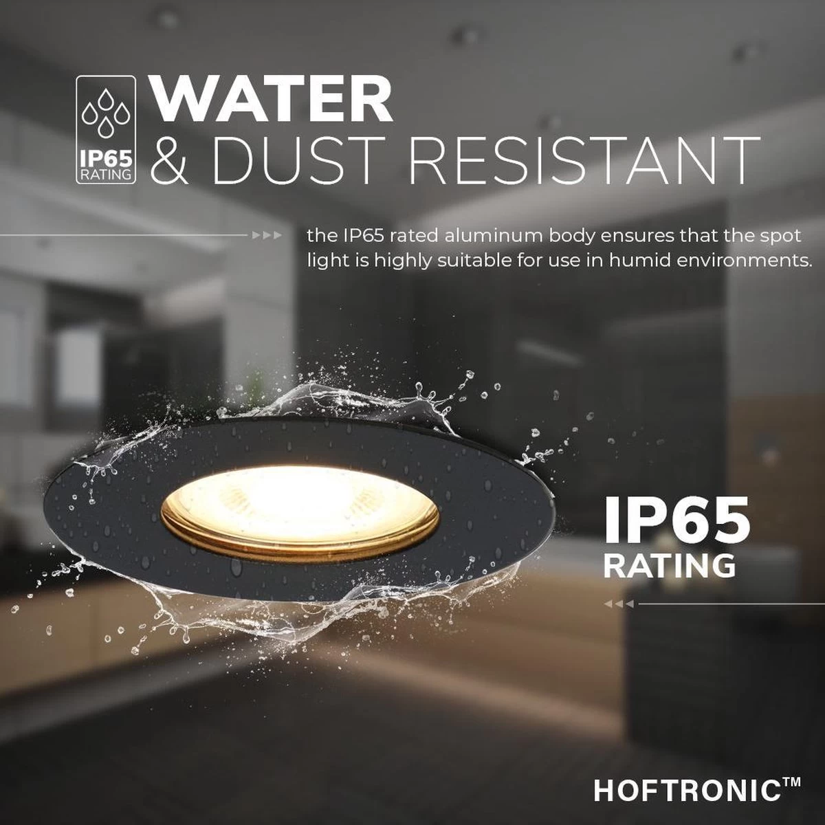 HOFTRONIC™ LED Inbouwspots 3 Spots - Zwart - Rond - IP65 - GU10 - Dimbaar - Spot Bari - 5 Watt 2700K Warm Wit - Afbeelding 16