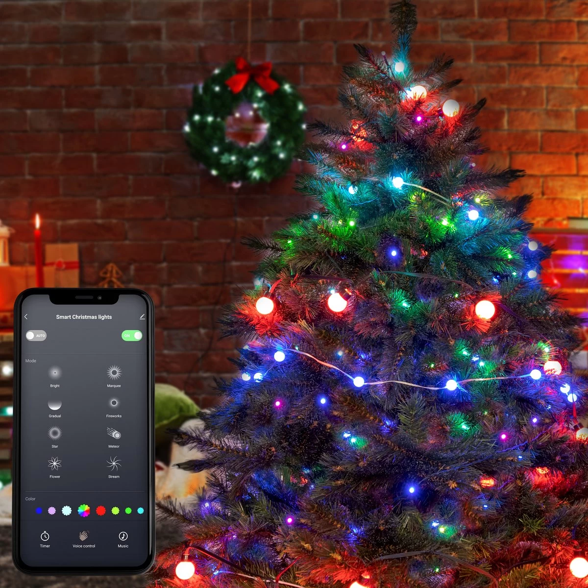 Luume Smart Led Lichtsnoer Voor Binnen - 6 Meter - Slimme Lichtslinger Met App - 33 Lampjes In Bolvorm - RGB En Warm Wit - Synchroniseert Met Muziek - Bolletjes Slinger Voor Slaapkamer En Kerstboom - Google Home En Alexa - Bluetooth - Afbeelding 2