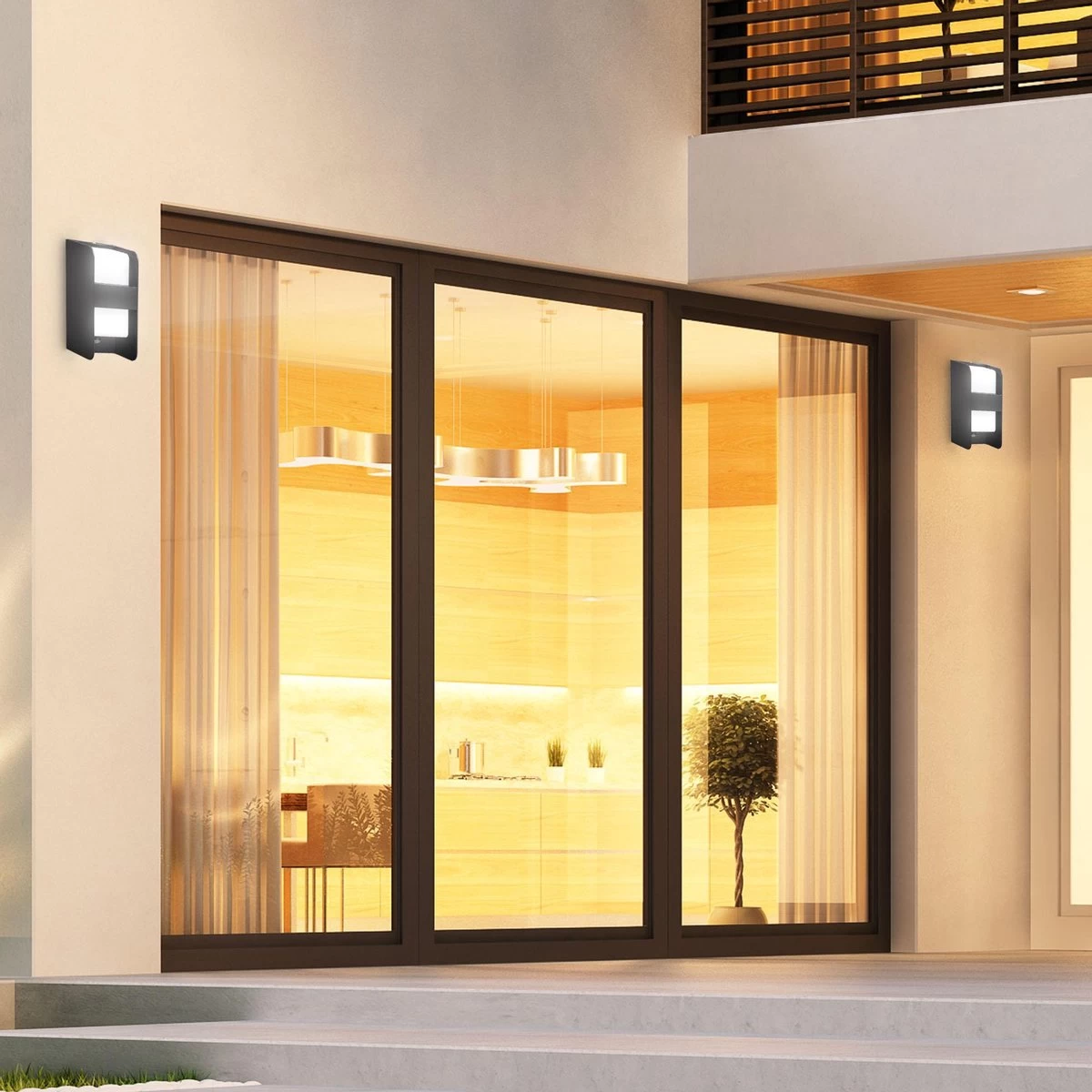 B.K.Licht - Buiten Wandlamp - Met Bewegingssensor - Middenbalk - Voor Buiten - Netstroom - Metalen - Rechthoekige - Zwarte Wandlampen - Met 1 Lichtpunt - IP44 - Buitenverlichting - Buitenlamp - E27 Fitting - 25.5x12x10 Cm - Excl. Lichtbron - Afbeelding 5