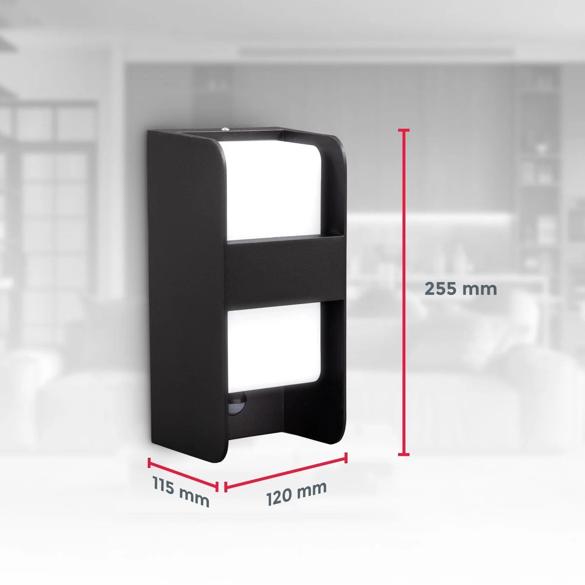 B.K.Licht - Buiten Wandlamp - Met Bewegingssensor - Middenbalk - Voor Buiten - Netstroom - Metalen - Rechthoekige - Zwarte Wandlampen - Met 1 Lichtpunt - IP44 - Buitenverlichting - Buitenlamp - E27 Fitting - 25.5x12x10 Cm - Excl. Lichtbron - Afbeelding 6