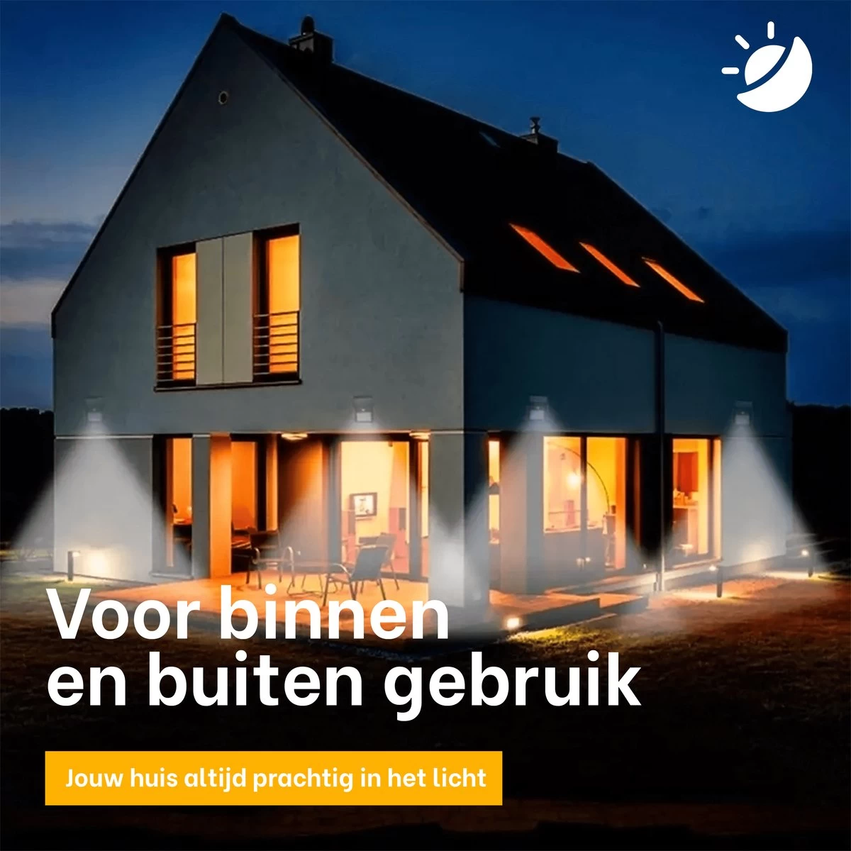 Merkloos Solar Buitenlamp Met Bewegingssensor - Wit Licht - Tuinverlichting Op Zonne-energie - IP65 Waterdicht - 2 Stuks - 97 LEDs - 2700K - Zwart - Afbeelding 2