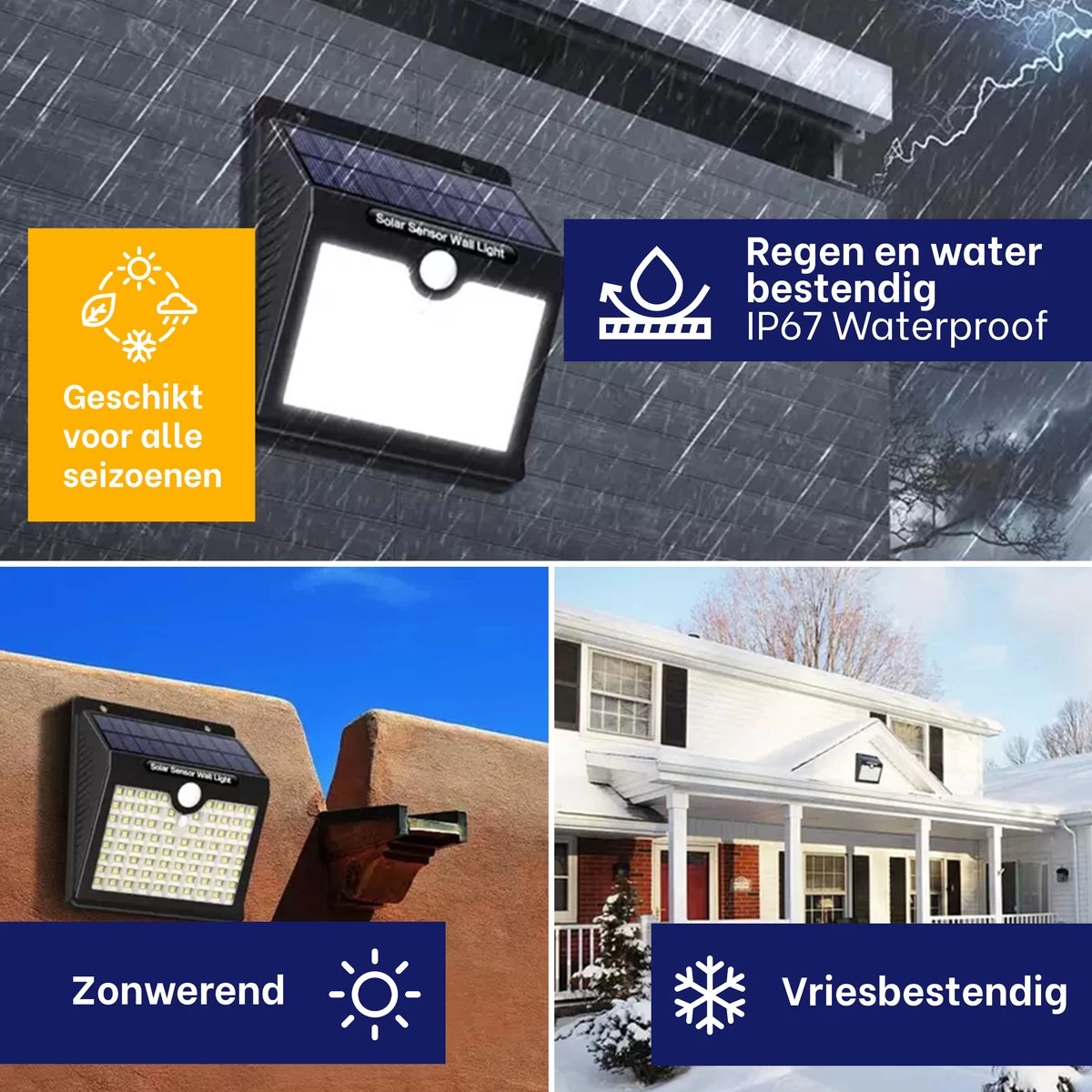 Merkloos Solar Buitenlamp Met Bewegingssensor - Wit Licht - Tuinverlichting Op Zonne-energie - IP65 Waterdicht - 2 Stuks - 97 LEDs - 2700K - Zwart - Afbeelding 4