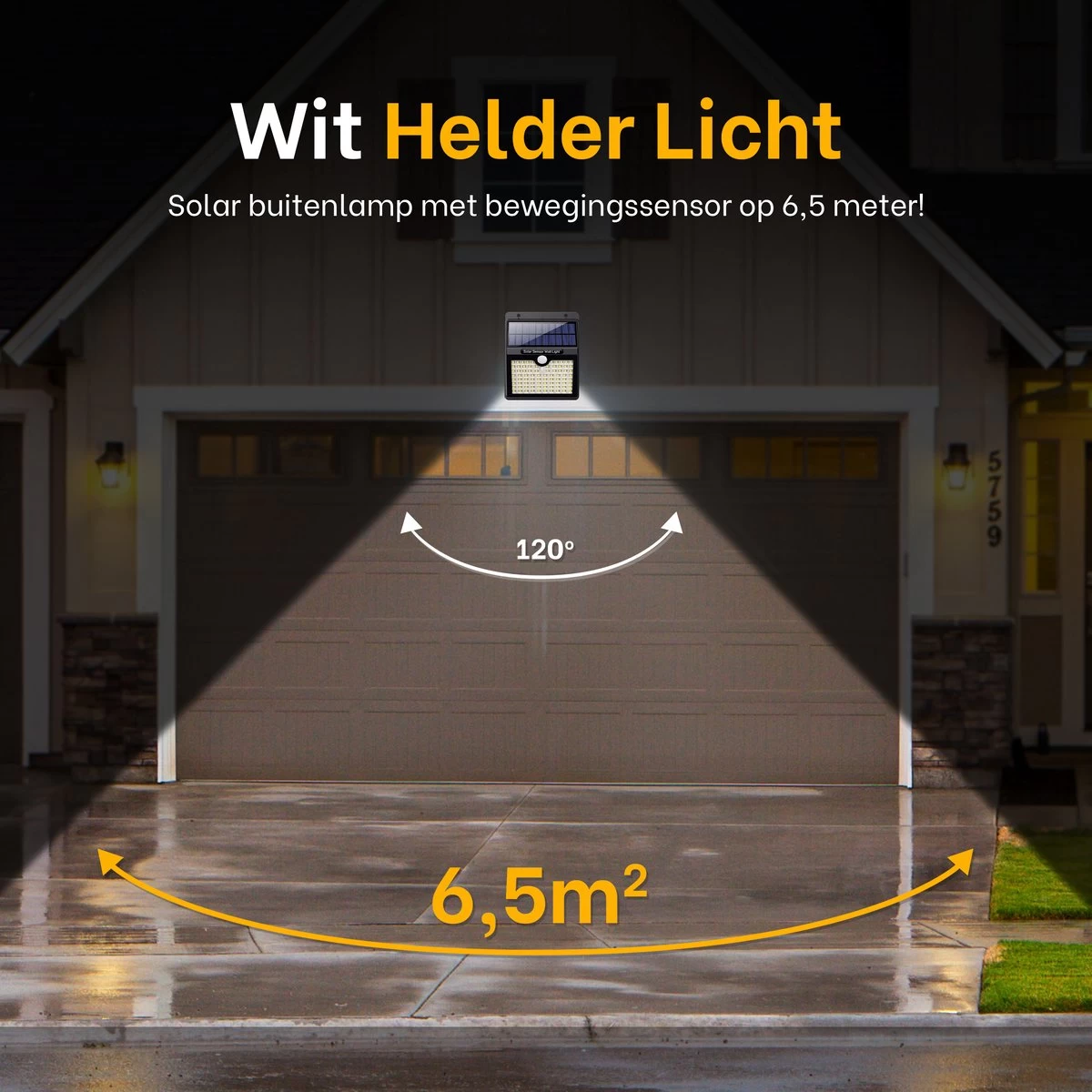 Merkloos Solar Buitenlamp Met Bewegingssensor - Wit Licht - Tuinverlichting Op Zonne-energie - IP65 Waterdicht - 2 Stuks - 97 LEDs - 2700K - Zwart - Afbeelding 11