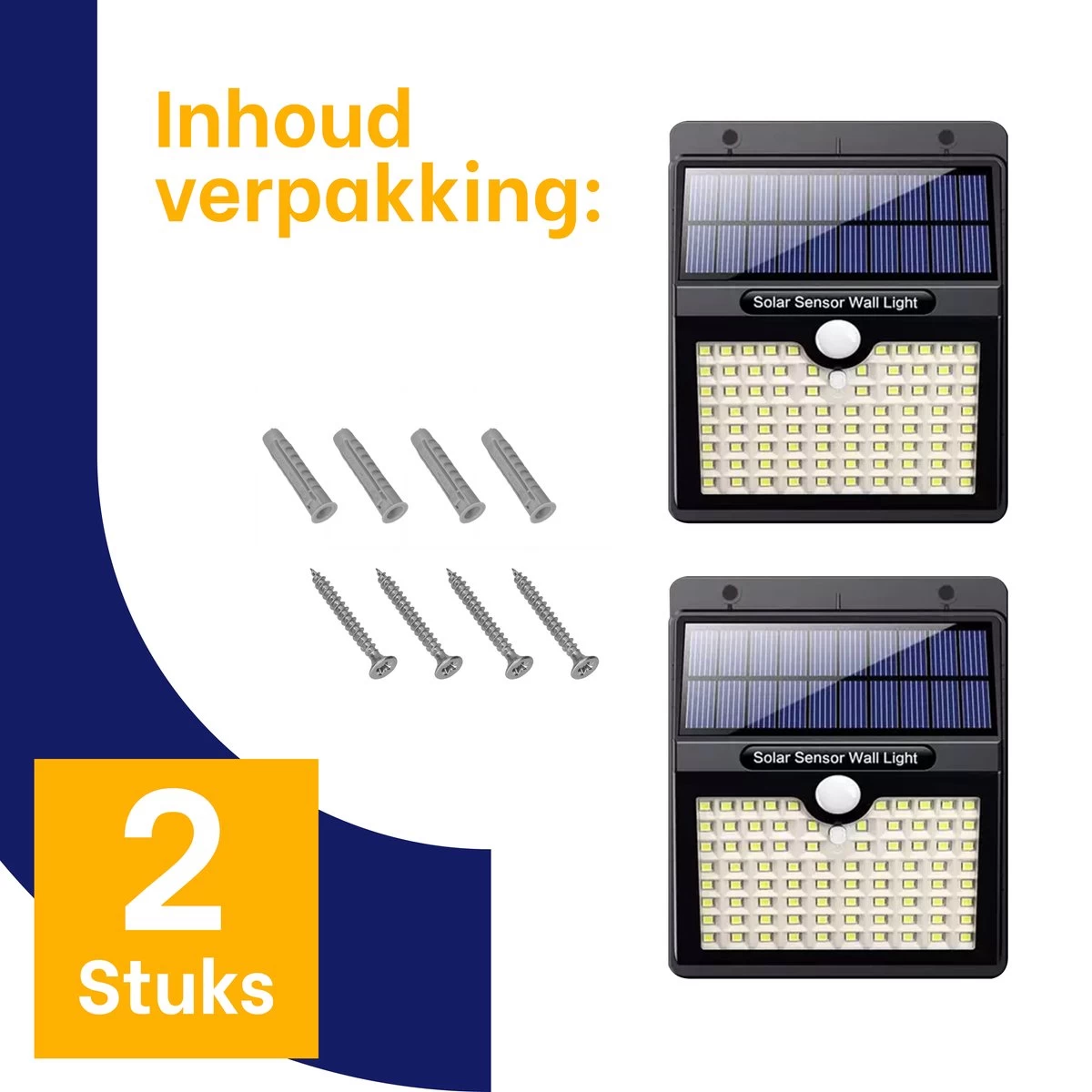 Merkloos Solar Buitenlamp Met Bewegingssensor - Wit Licht - Tuinverlichting Op Zonne-energie - IP65 Waterdicht - 2 Stuks - 97 LEDs - 2700K - Zwart - Afbeelding 13