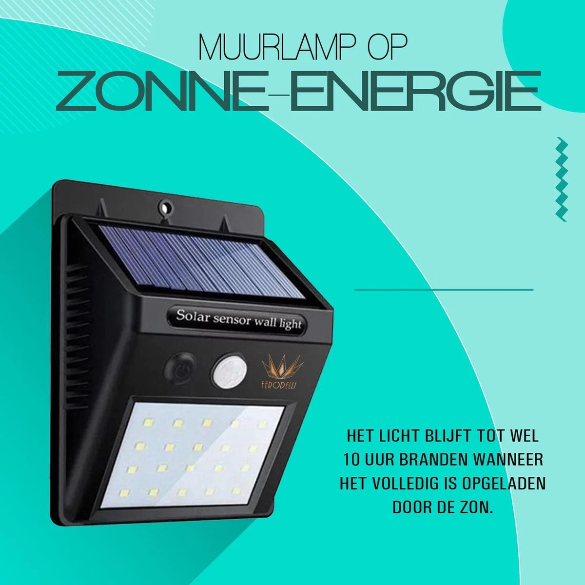 Ferodelli® Solar Buitenlamp Met Bewegingssensor - 40 LEDs - Tuinverlichting Op Zonne Energie - 4 Stuks - Afbeelding 2