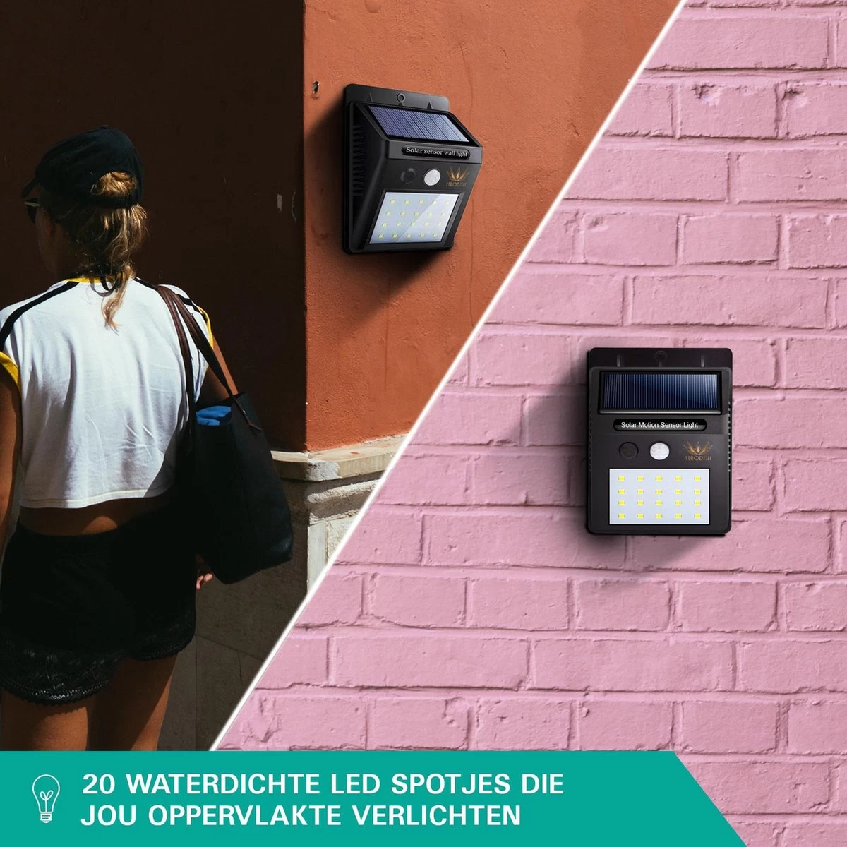 Ferodelli® Solar Buitenlamp Met Bewegingssensor - 40 LEDs - Tuinverlichting Op Zonne Energie - 4 Stuks - Afbeelding 7