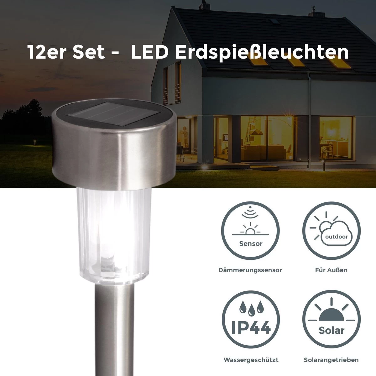 B.K.Licht - Solar Tuinverlichting LED - Padverlichting Met Nachtsensor - 12 Stuks - Tuinlampen Op Zonneenergie - Buitenverlichting - Buitenlamp - IP44 - Incl. Grondspies - Afbeelding 2