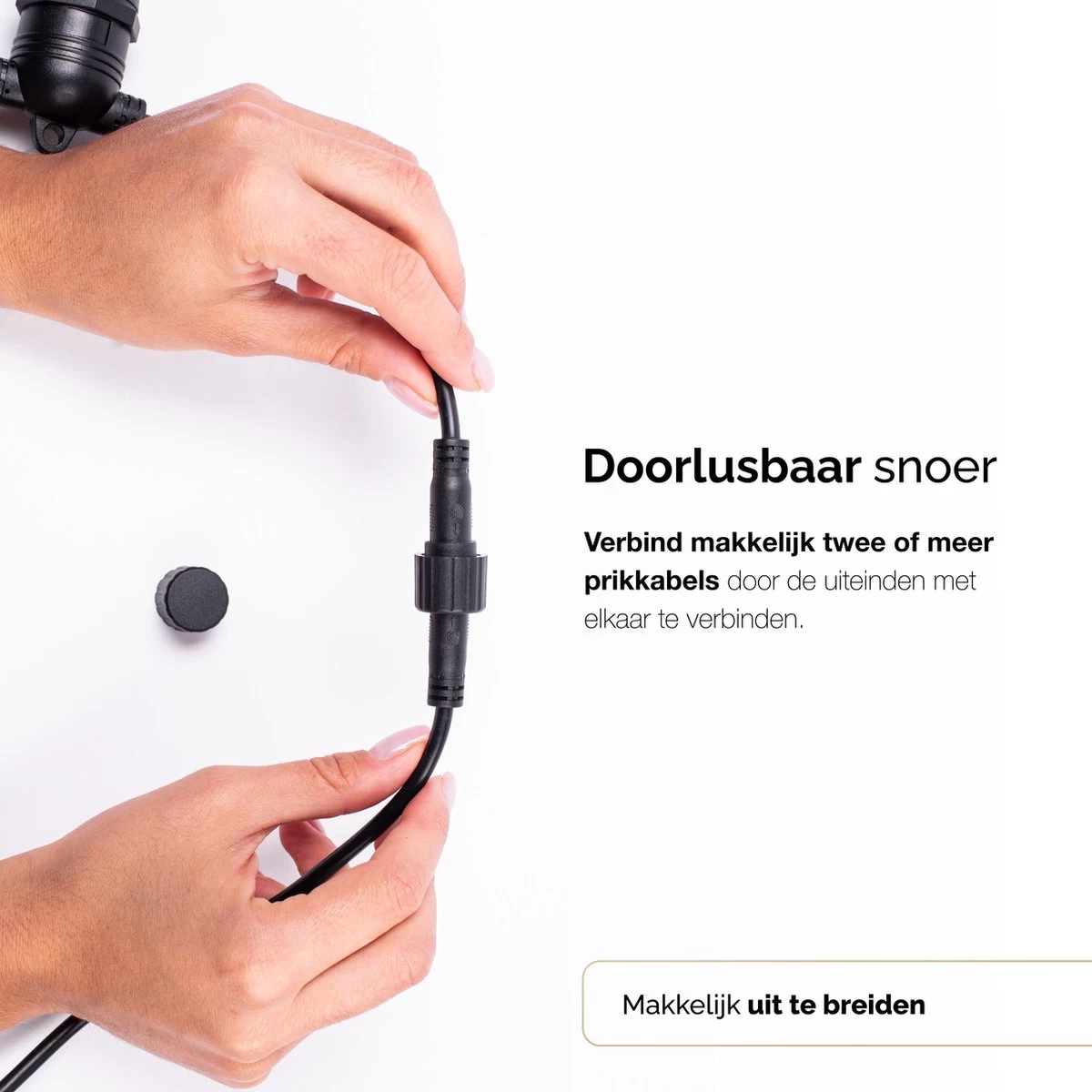 QHouse® Basic Black Lichtsnoer – Lichtslinger - Tuinverlichting - Tuinverlichting LED Buiten - Prikkabel – 10 Meter - E-27 Fitting - Zwart - Afbeelding 4