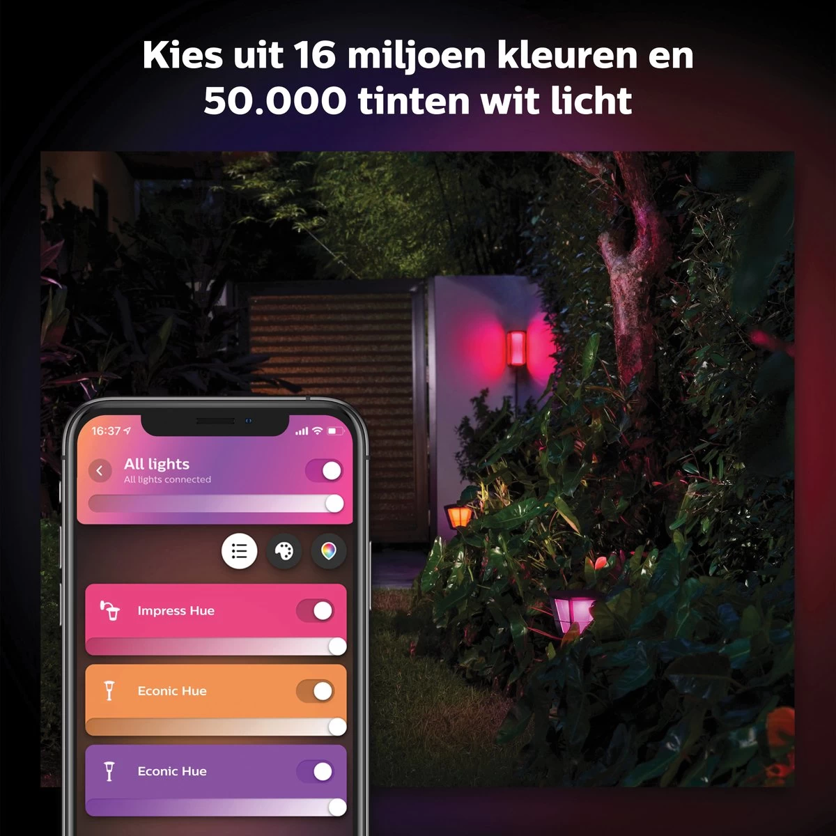 Philips Hue Impress Muurlamp - Wit En Gekleurd Licht - Zwart - Laagspanning - Afbeelding 4