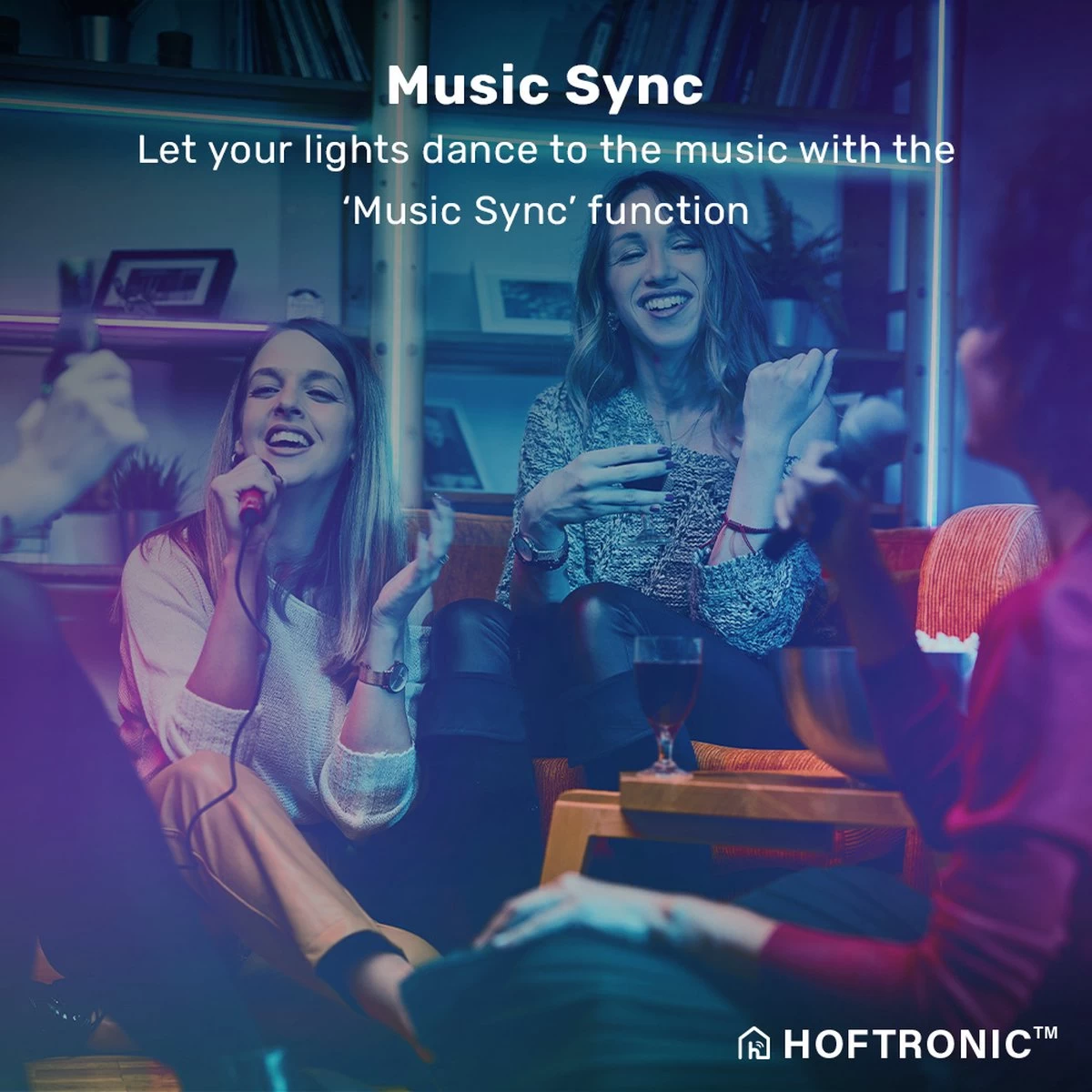 HOFTRONIC - Smart LED Strip 5m - RGB Flow Colors - WiFi + Bluetooth - 16,5 Miljoen Kleuren Met 120 LEDs - Music Sync - Met Afstandsbediening - Zelfklevend - Voor Google Home, Amazon Alexa En Siri - Afbeelding 3