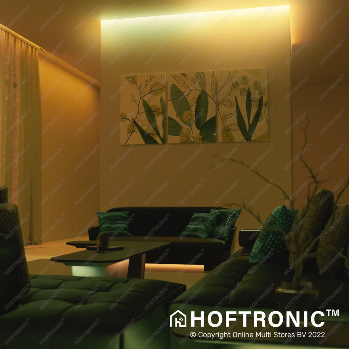 HOFTRONIC - Smart LED Strip 5m - RGB Flow Colors - WiFi + Bluetooth - 16,5 Miljoen Kleuren Met 120 LEDs - Music Sync - Met Afstandsbediening - Zelfklevend - Voor Google Home, Amazon Alexa En Siri - Afbeelding 7