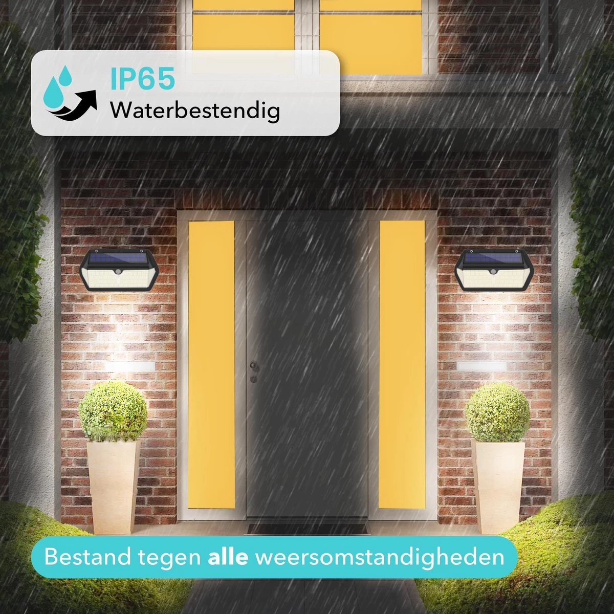 Iqonic Buitenlamp Met Bewegingssensor - Zonne-energie - 266 LED's - Wandlamp Buiten Met Sensor - Solar Buitenverlichting - Zwart - Afbeelding 5