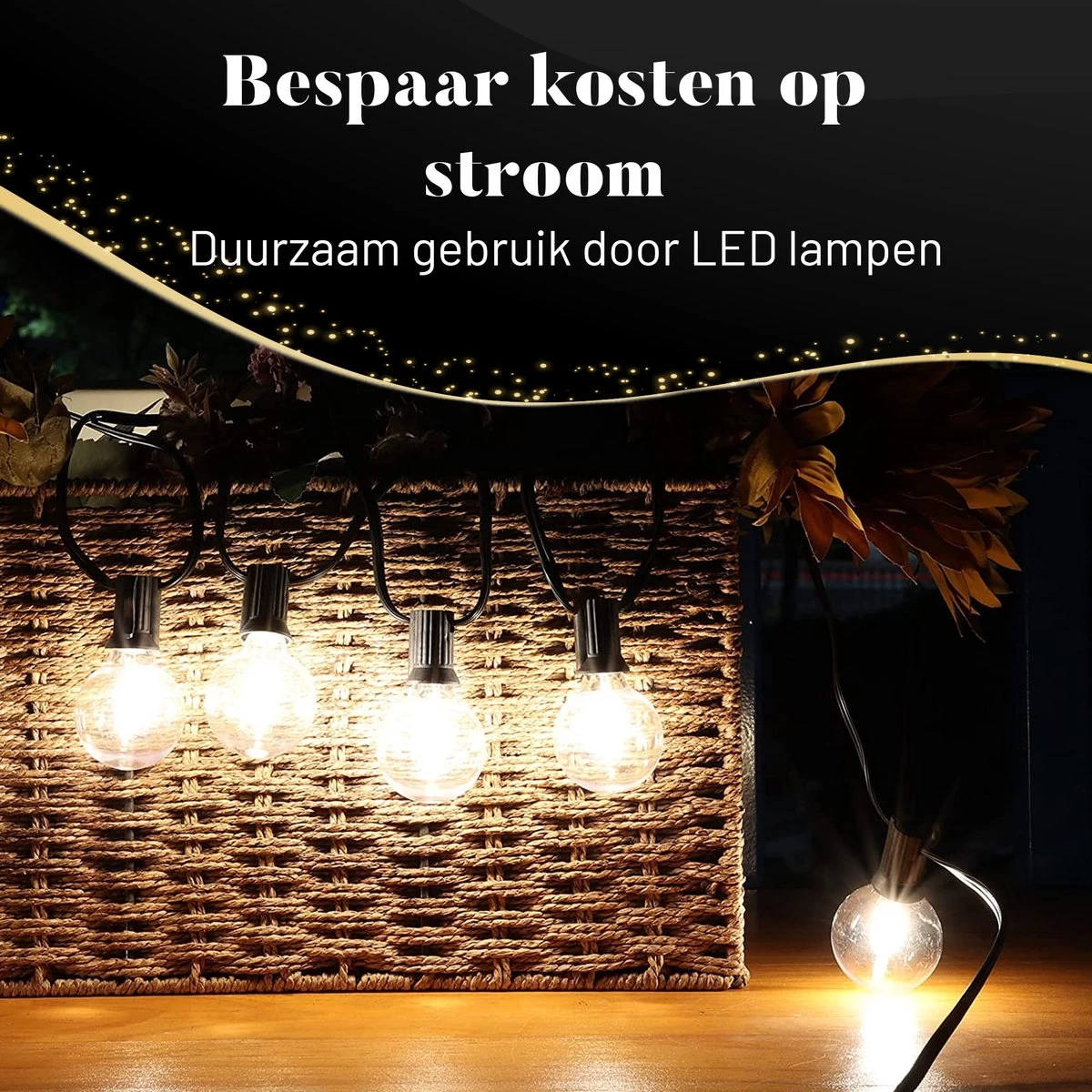 Homèlle Lichtsnoer 50 LED - 15 Meter - Warm-wit - Tuinverlichting - Kerstverlichting - Buitenverlichting - Lichtslinger - Lampjes Slinger - Transparant - Afbeelding 4