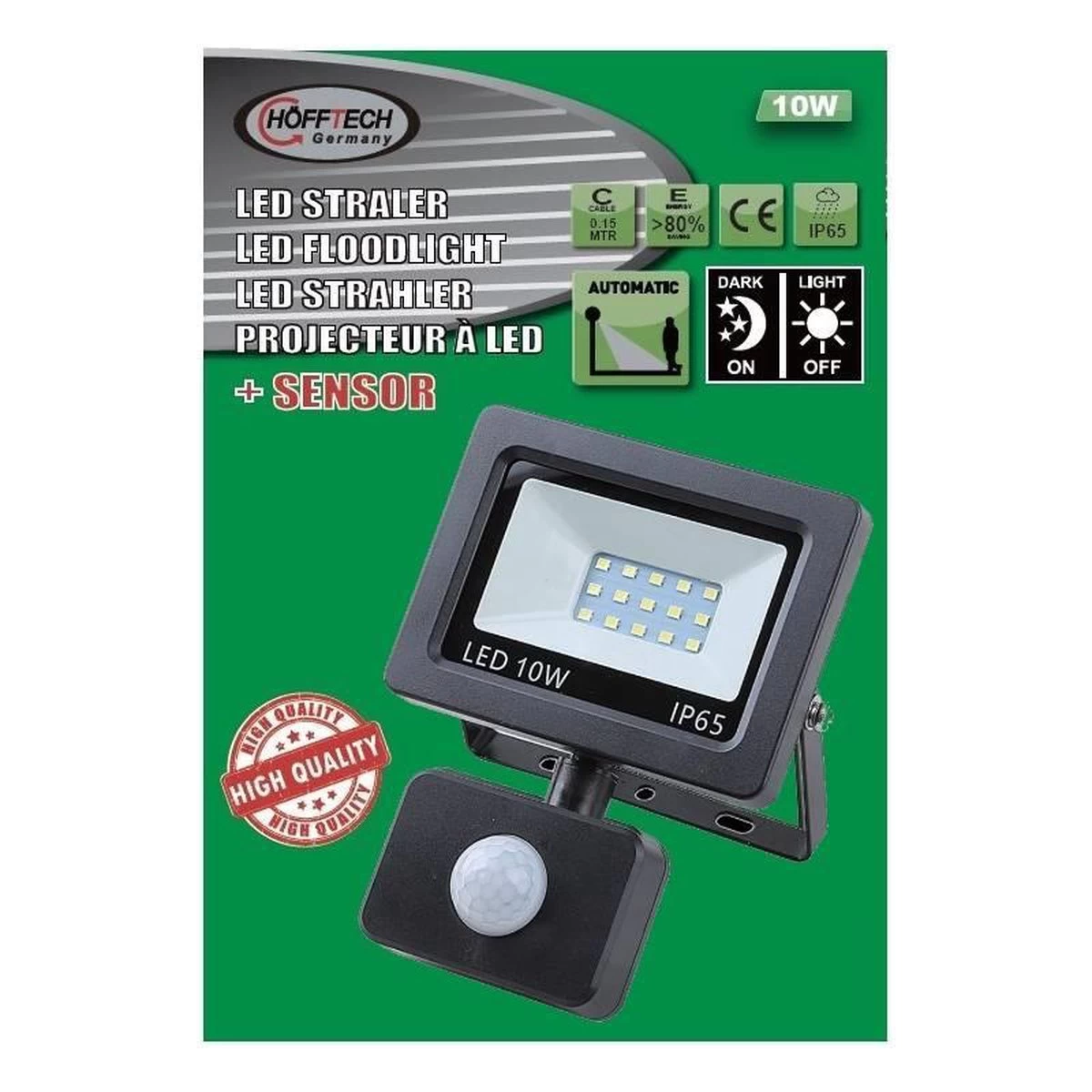 Hofftech LED Straler - Bouwlamp SMD Met Sensor - 10 Watt - IP65 - Afbeelding 3