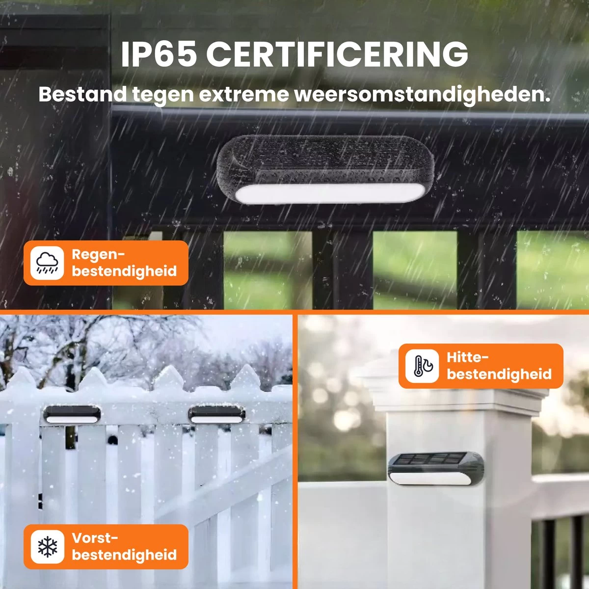 HEKO Solar® Tuinverlichting Dense - 4 Stuks - Solar Tuinverlichting Op Zonneenergie - Solar Wandlamp Buiten - Dag Nacht Sensor - 11 LEDs - RGB - Warm Wit Licht - Met Schroeven - Afbeelding 3