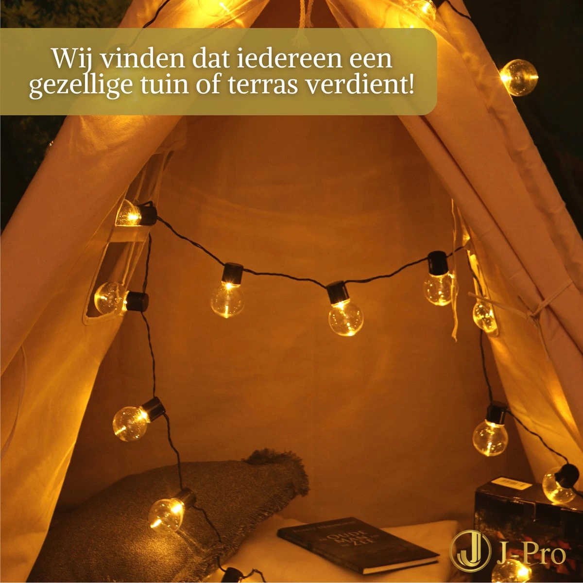 J-Pro Frigus 20 Lichtsnoer Buiten Op Netstroom - Tuinverlichting LED - Buiten Lichtslinger - 20 LEDs Tuinverlichting Met Stekker - 3+2m - ø5cm - Afbeelding 2