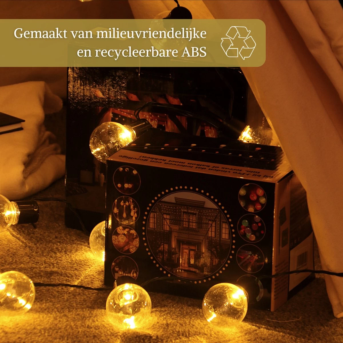 J-Pro Frigus 20 Lichtsnoer Buiten Op Netstroom - Tuinverlichting LED - Buiten Lichtslinger - 20 LEDs Tuinverlichting Met Stekker - 3+2m - ø5cm - Afbeelding 4