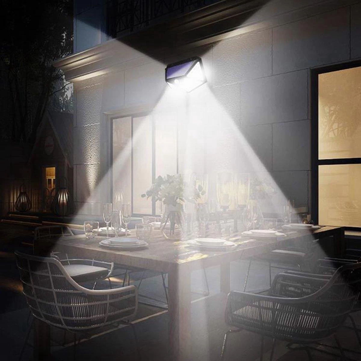 ®Nemiwoo- Solar Lamp Buiten - Wandlamp 2022 Model - 100 LED Tuinverlichting - Verlichting Op Zonne-energie - IP65 Waterdicht - Buitenverlichting - Buitenlamp Op Solar Verlichting - Bewegingssensor & Nachtsensor - Tuinlamp Op Zonne-energie | - Afbeelding 2