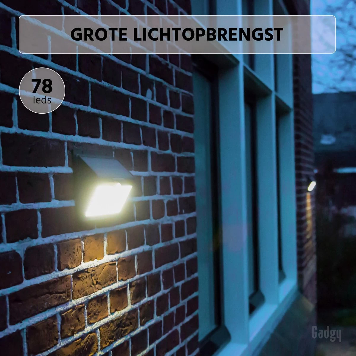 Gadgy Solar Buitenlamp Met Bewegingssensor - Wandlamp Set Van 2 - 78 Led's - Tuinverlichting Op Zonne-energie - IP45 Waterdicht Voor Tuin / Wand / Oprit - Afbeelding 4