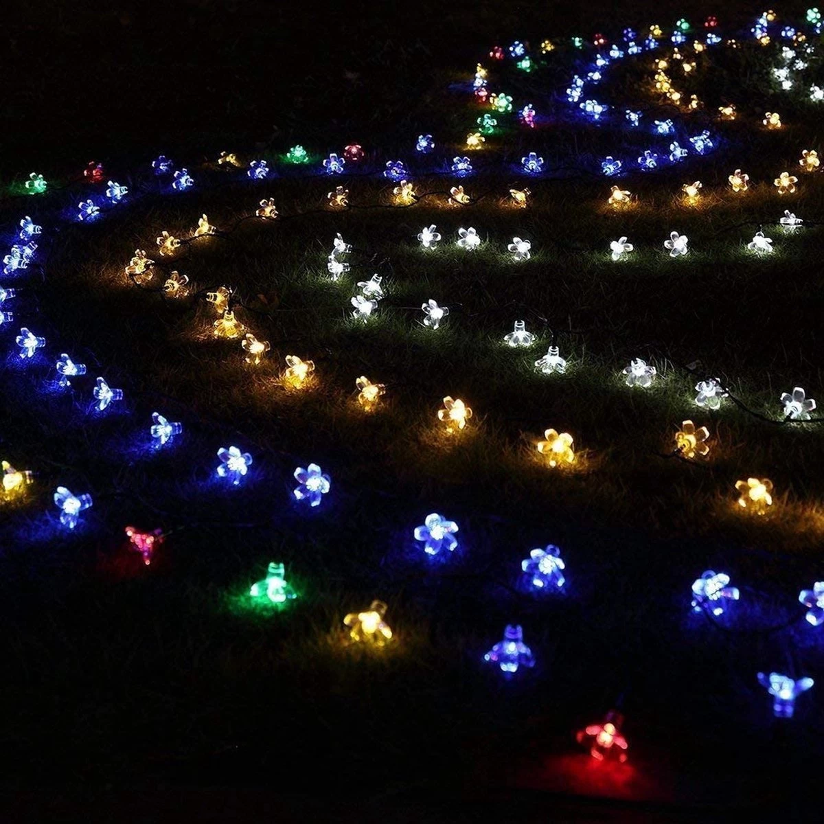 Solar LED String Lichten - Multi- Kleur Bloemen Tuin Verlichting - 6 Meter - 50LED Lichtslinger - Sfeerverlichting - Voor Binnen En Buiten - Decorative Lighting - Lichtsnoeren -Tuinverlichting Zonne-energie - Fairy Lights - Bloem Figuur - Afbeelding 6