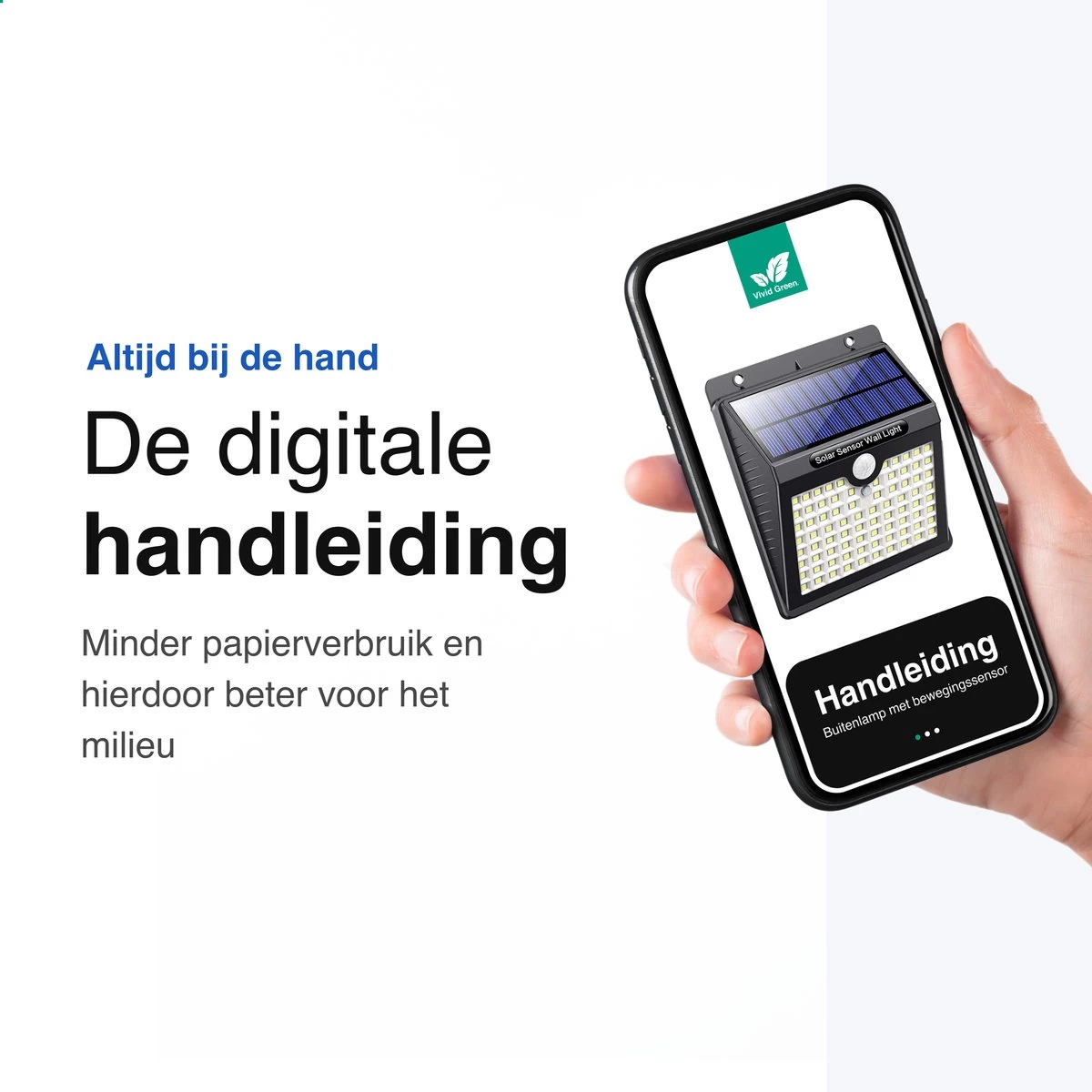 Vivid Green Solar Buitenlamp Met Bewegingssensor - Buitenverlichting Zonne Energie - Tuinverlichting - Wandlamp Buiten - Met Sensor - Led - Afbeelding 10