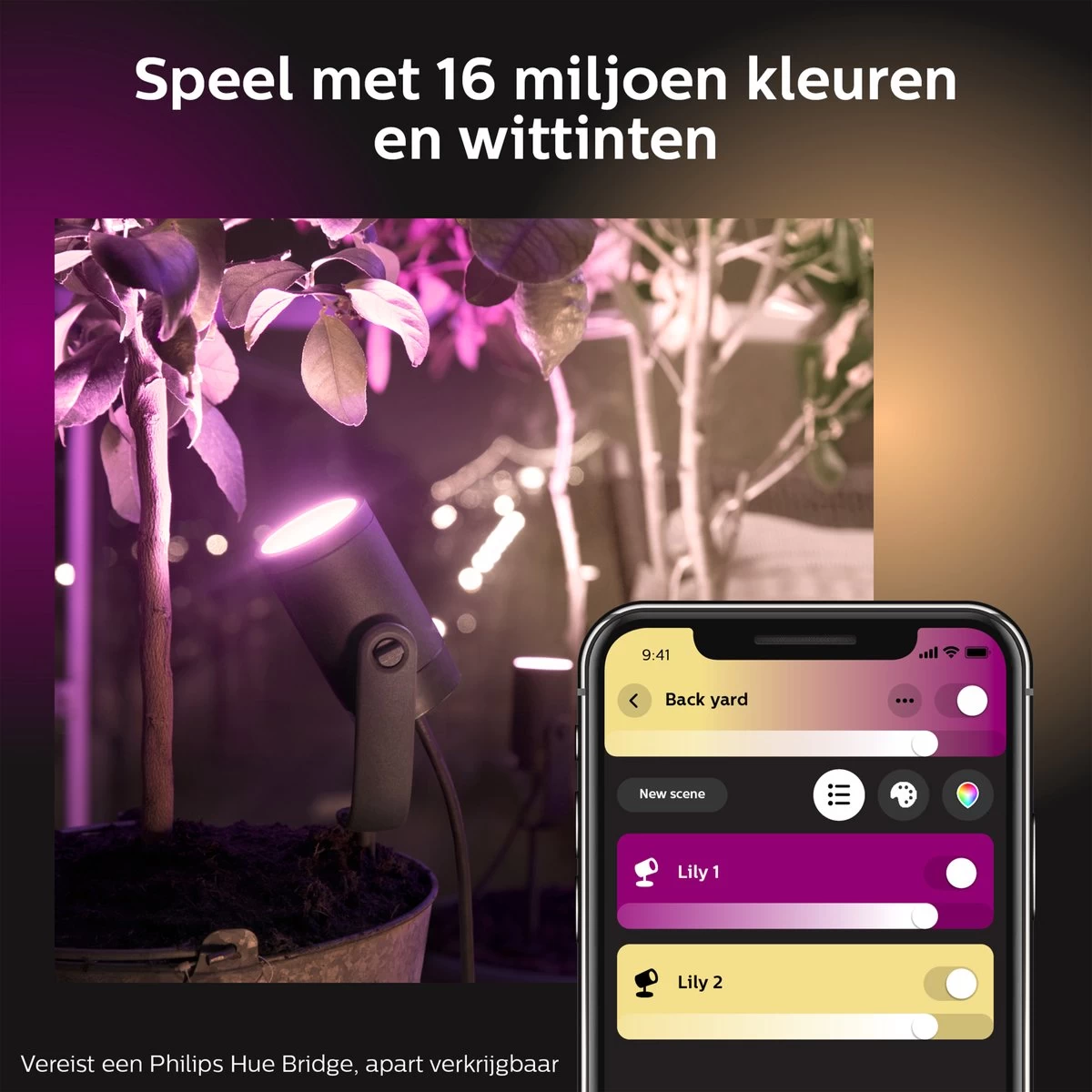 Philips Hue Lily Tuinspot - Wit En Gekleurd Licht - 1-spot - Zwart - Laagspanning - Uitbreiding - Afbeelding 3